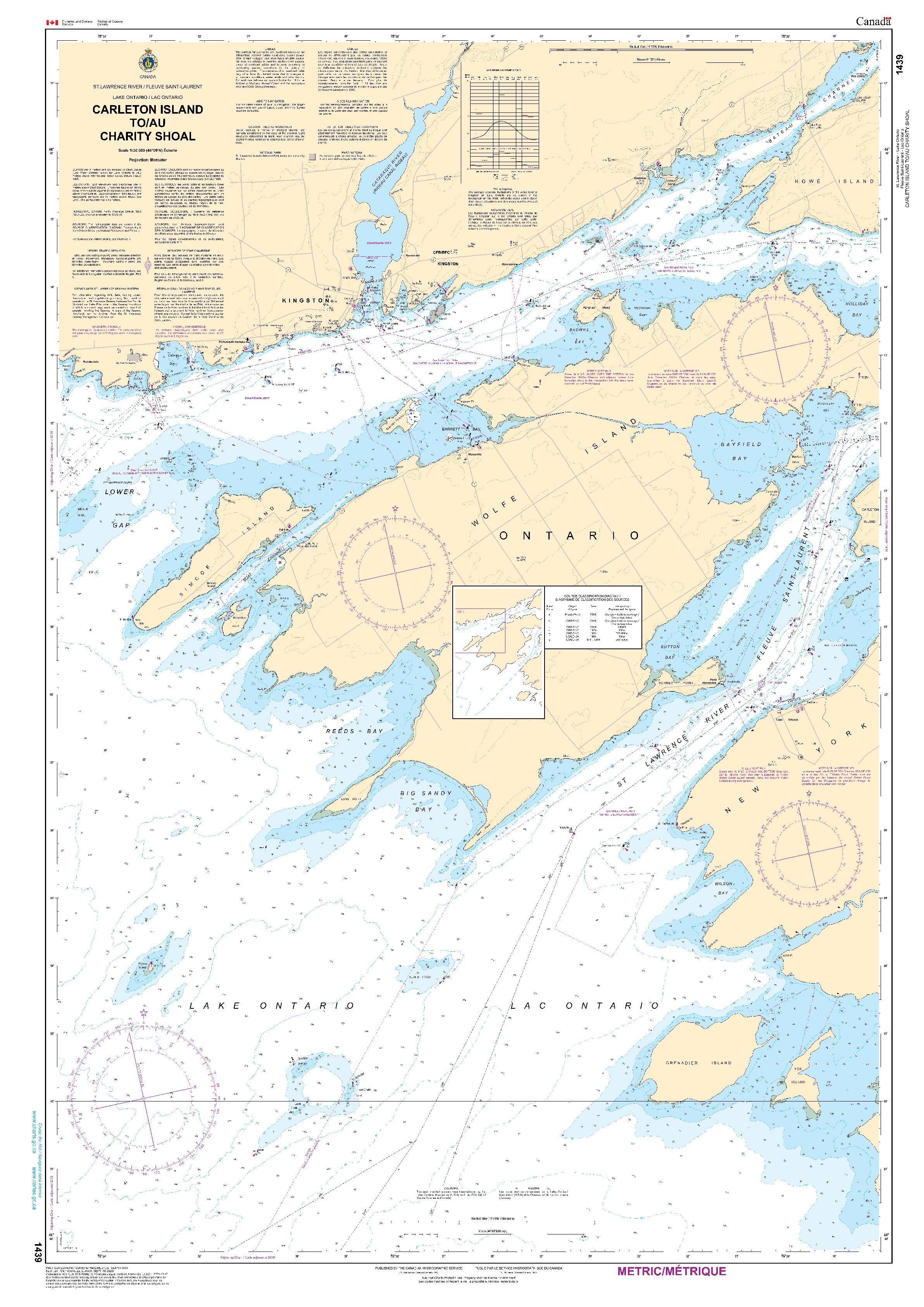 Carleton Island to/au Charity Shoal | Carte SHC 1439