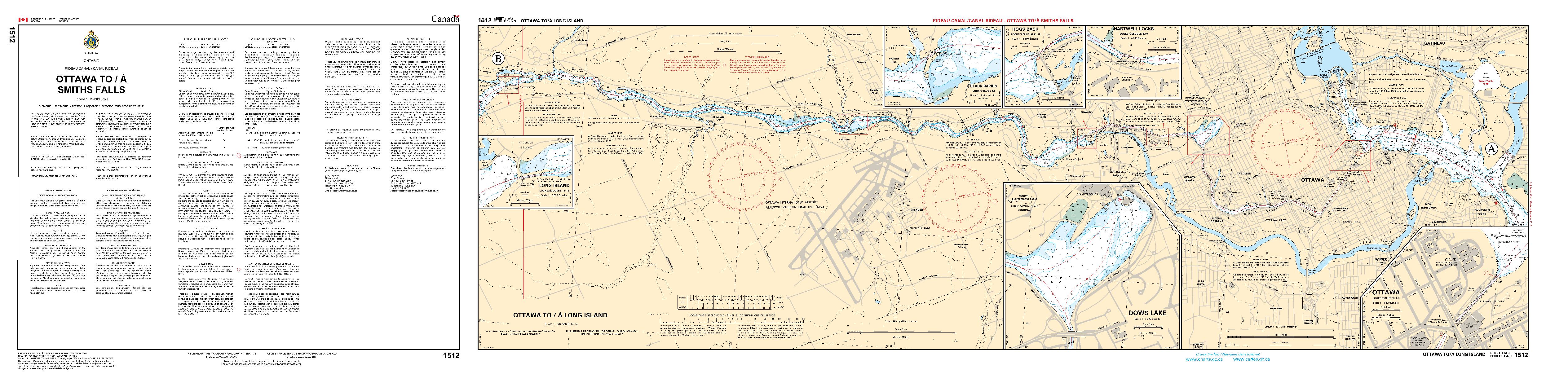 Ottawa to/à Smiths Falls - 3 SHEETS | CHS Chart 1512