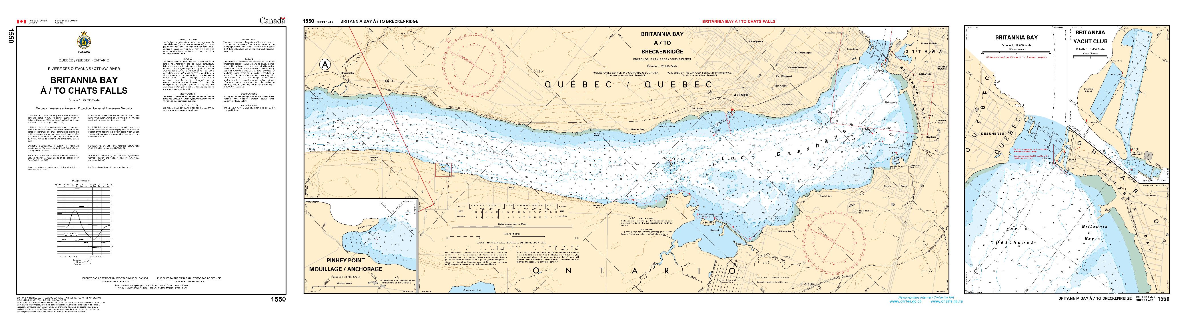 Britannia Bay à/to Chats Falls - 3 FEUILLES | Carte SHC 1550