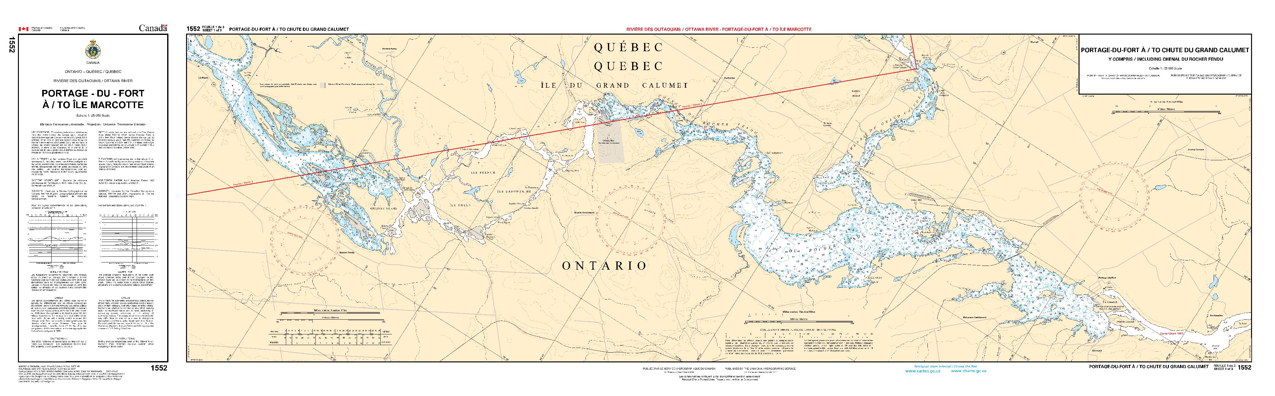 Portage-du-Fort à/to Île Marcotte - 4 FEUILLES | Carte SHC 1552