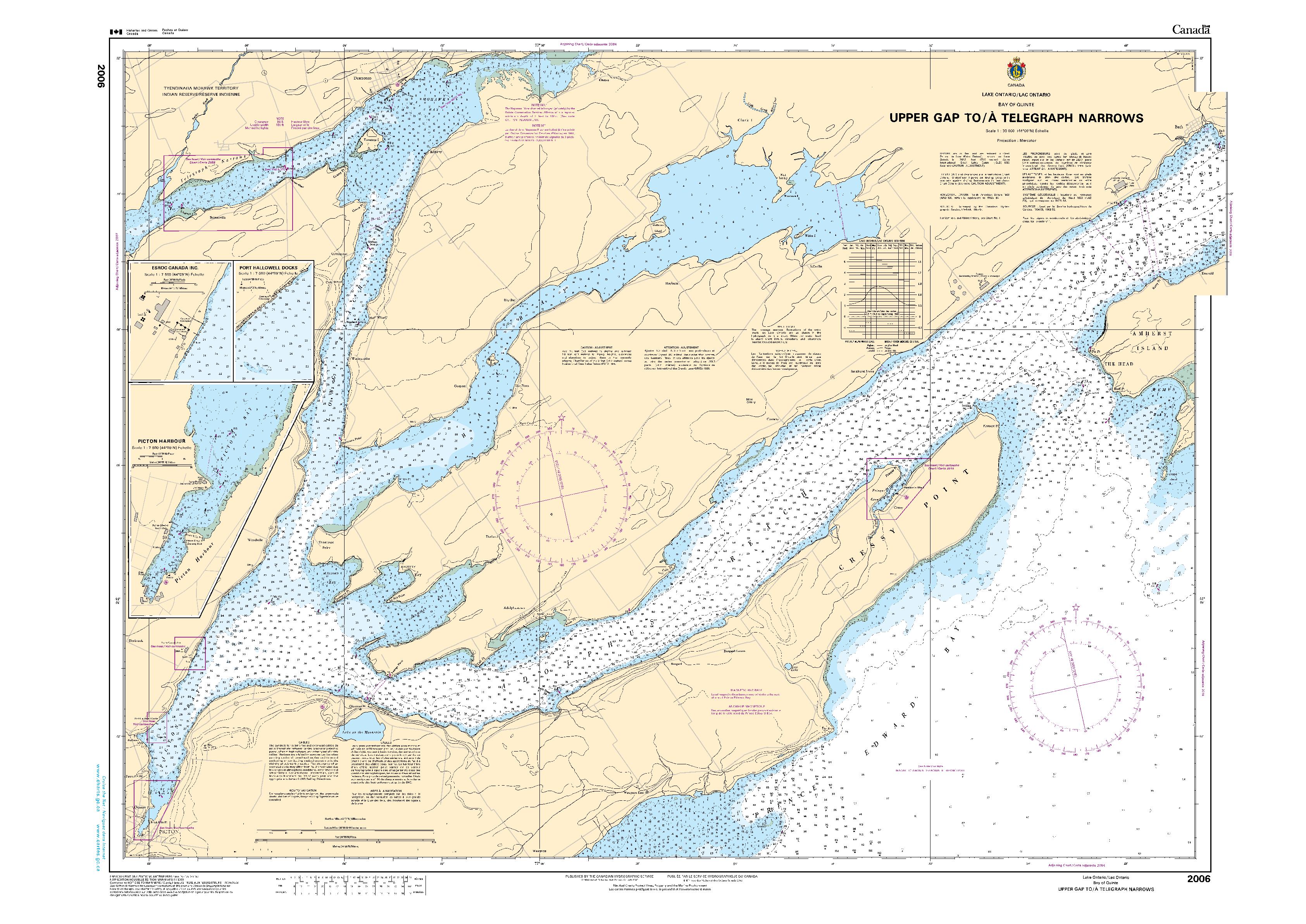 Upper Gap to/à Telegraph Narrows | CHS Chart 2006