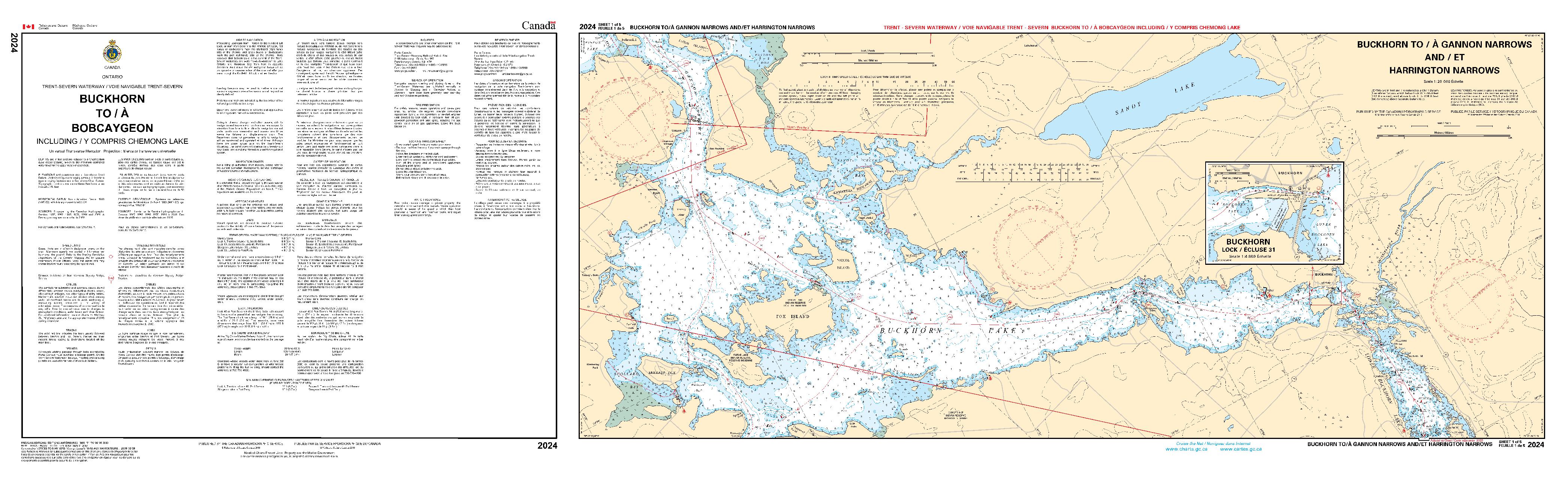 Buckhorn to/à Bobcaygeon including/y compris Chemong Lake - 5 FEUILLES | Carte SHC 2024
