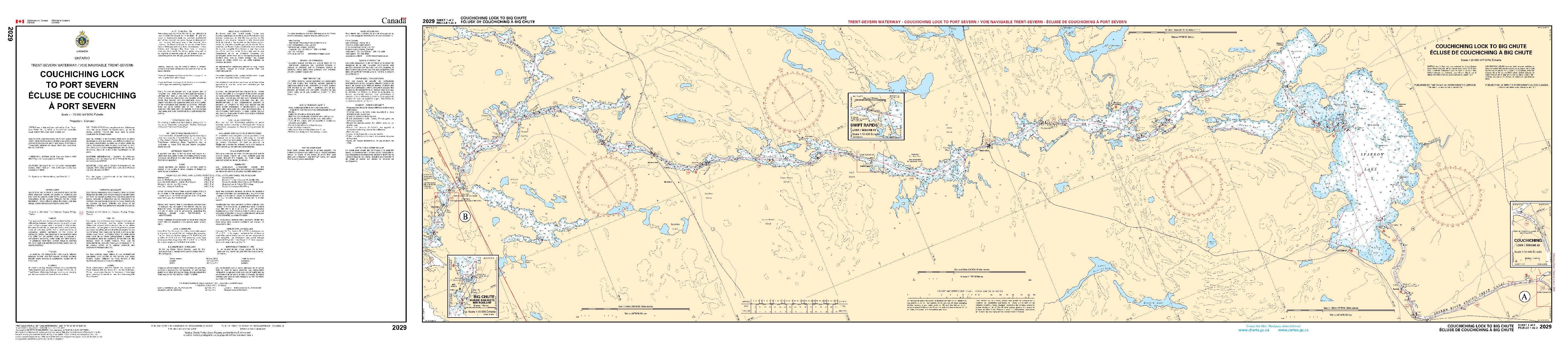 Couchiching Lock to Port Severn / Écluse de Couchiching a Port Severn - 2 FEUILLES | Carte SHC 2029