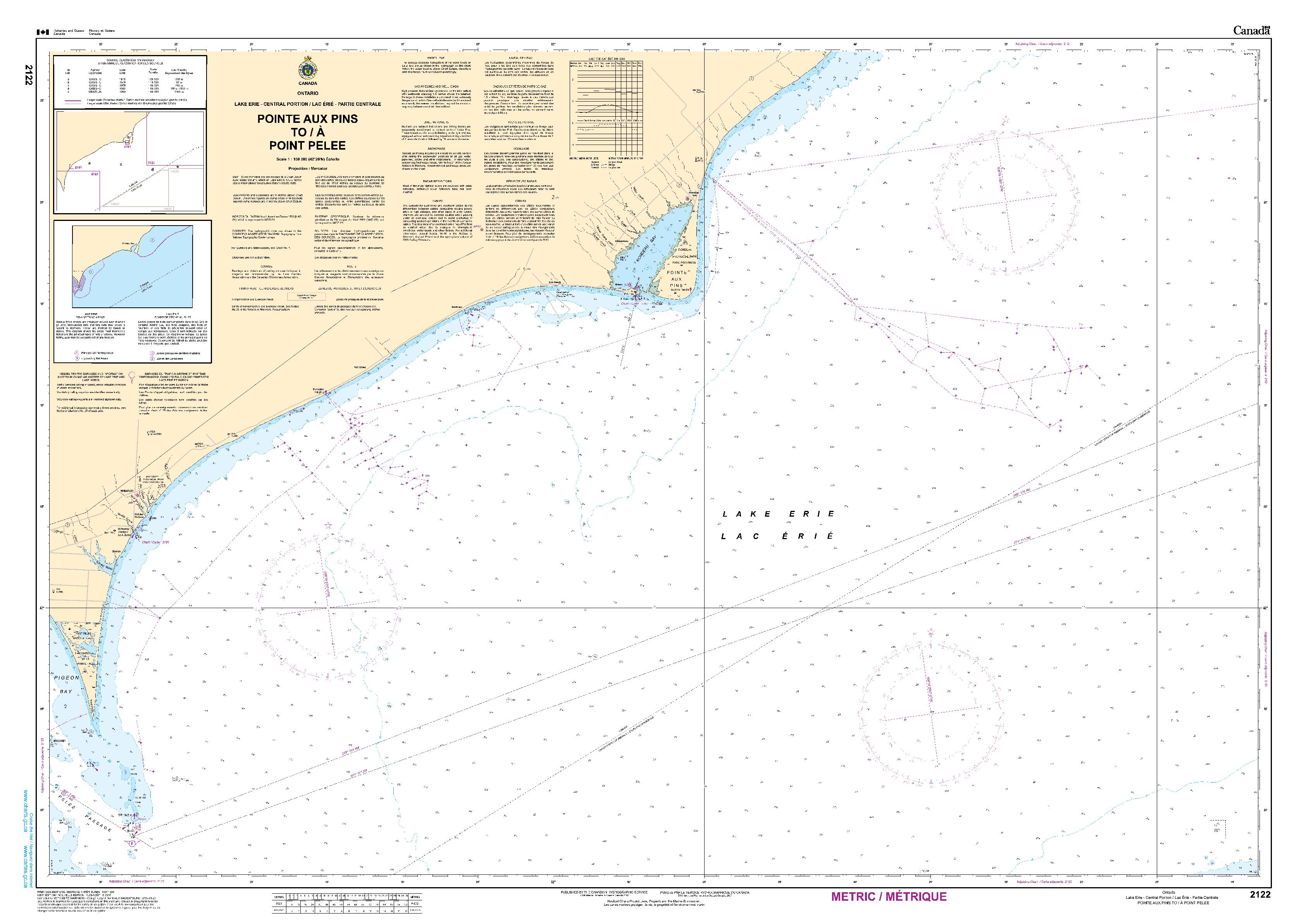 Pointe aux Pins to/à Point Pelee | CHS Chart 2122