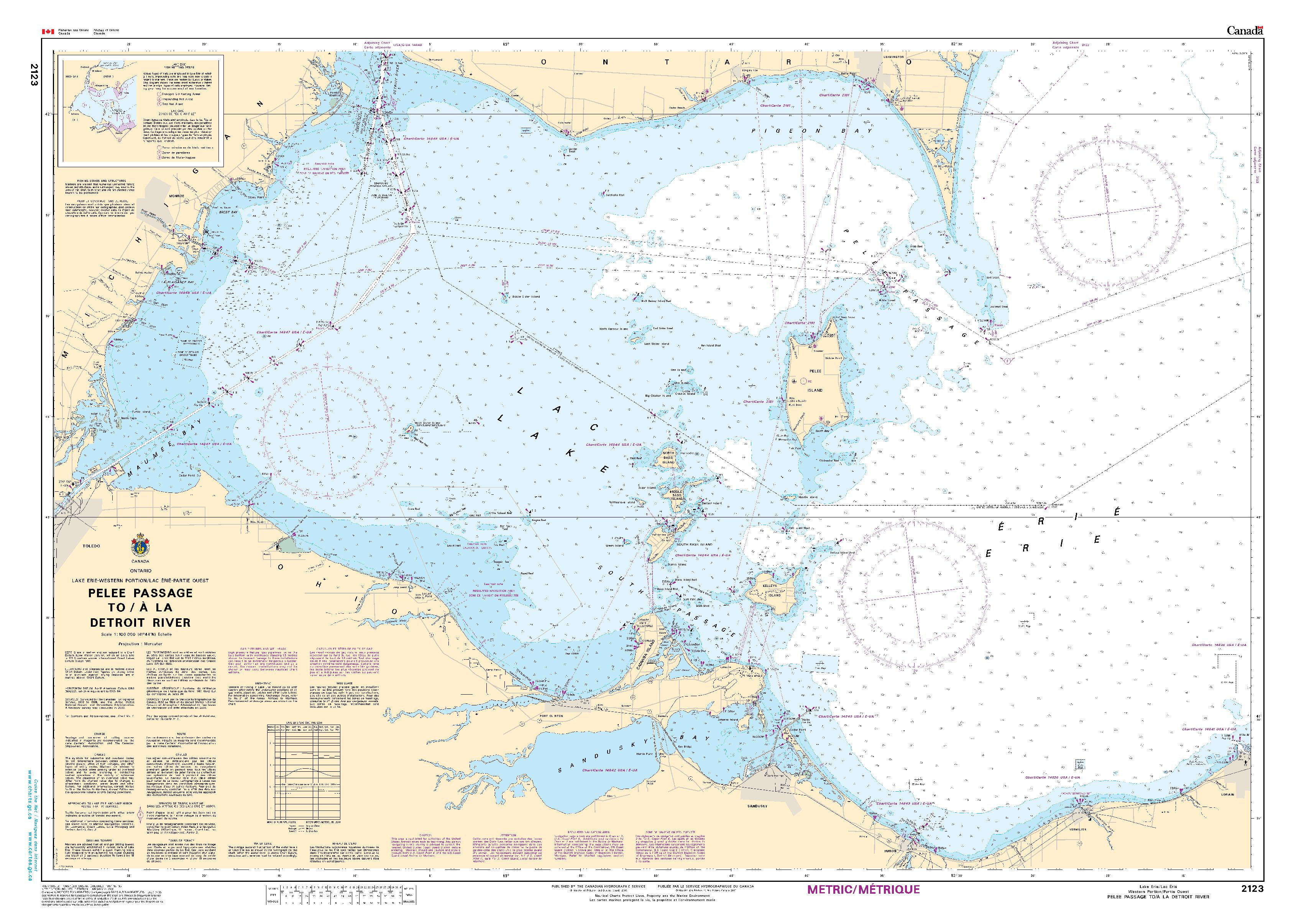 Pelee Passage to/à la Detroit River | Carte SHC 2123