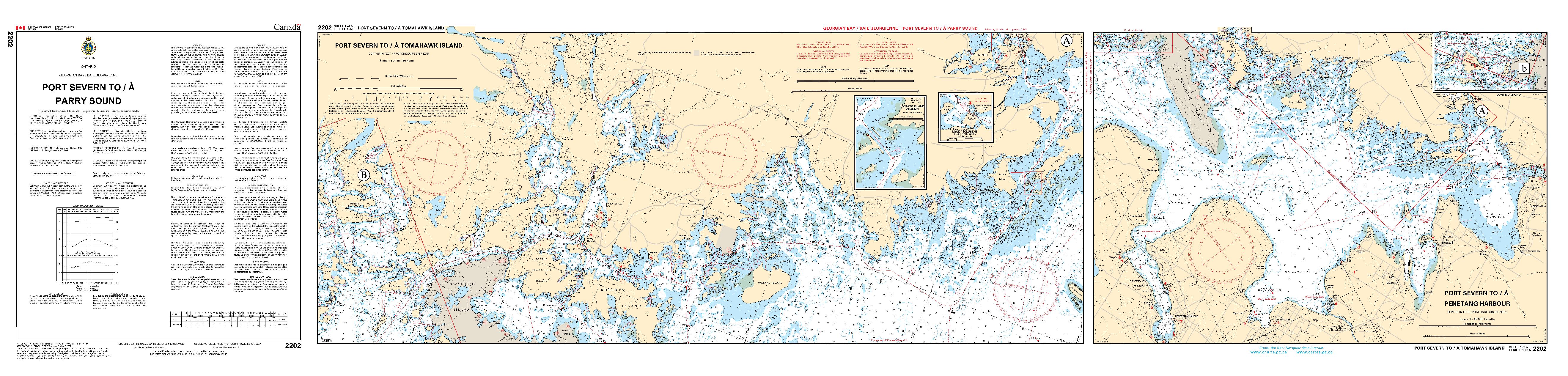 Port Severn to/à Parry Sound - 5 FEUILLES | Carte SHC 2202