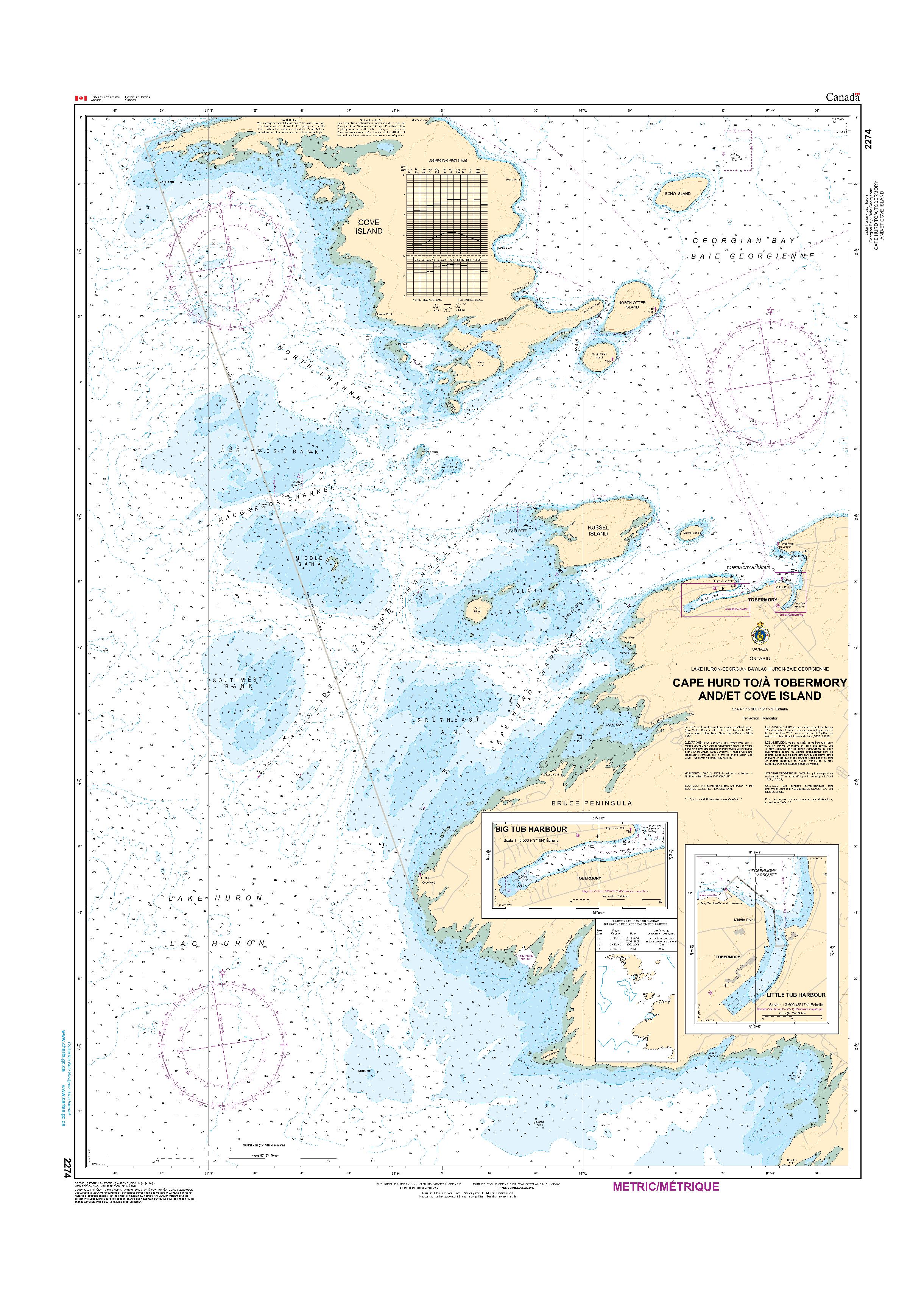 Cape Hurd to/à Tobermory and/et Cove Island | Carte SHC 2274