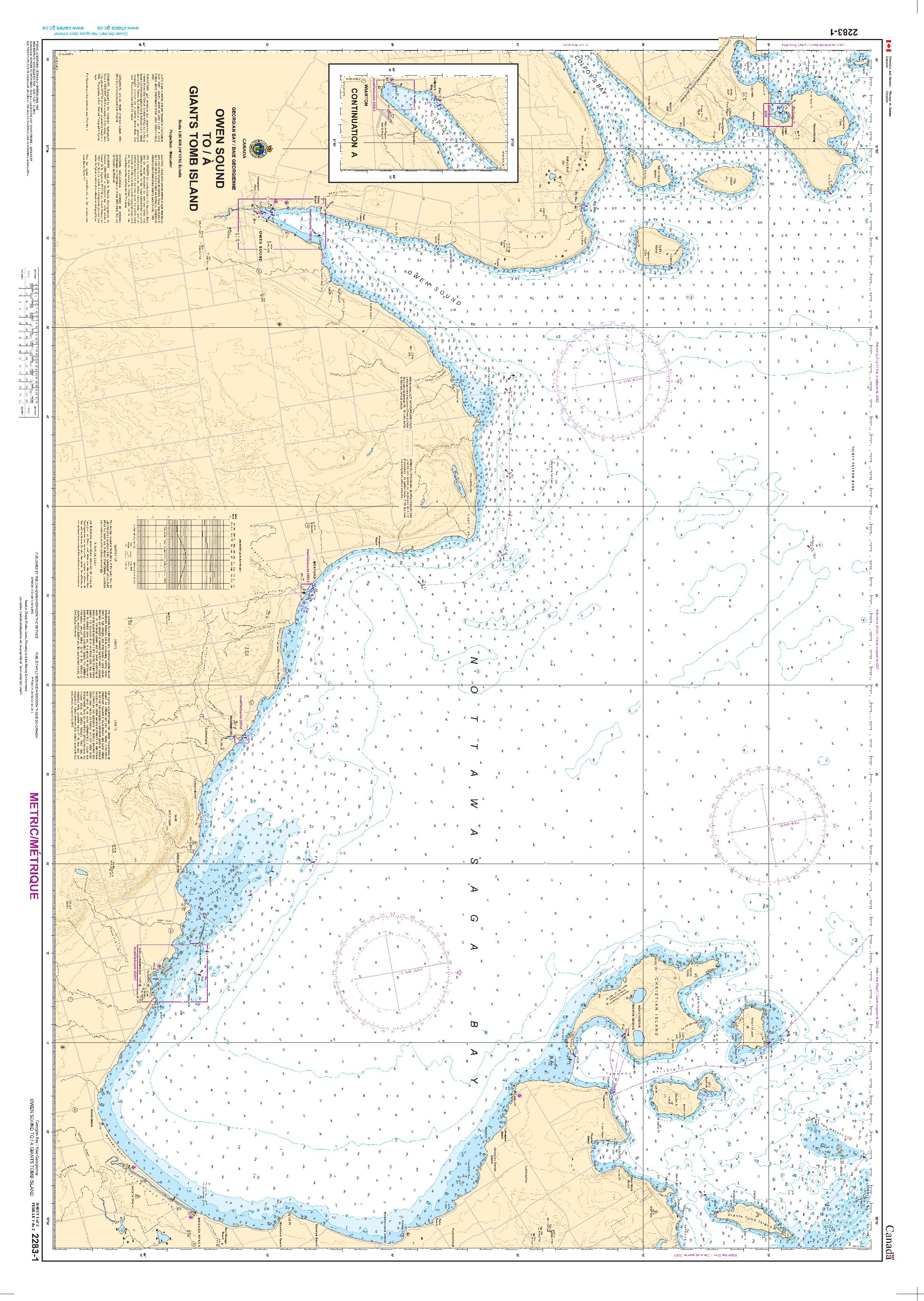 Owen Sound to/à Giant's Tomb Island - 2 SHEETS | CHS Chart 2283