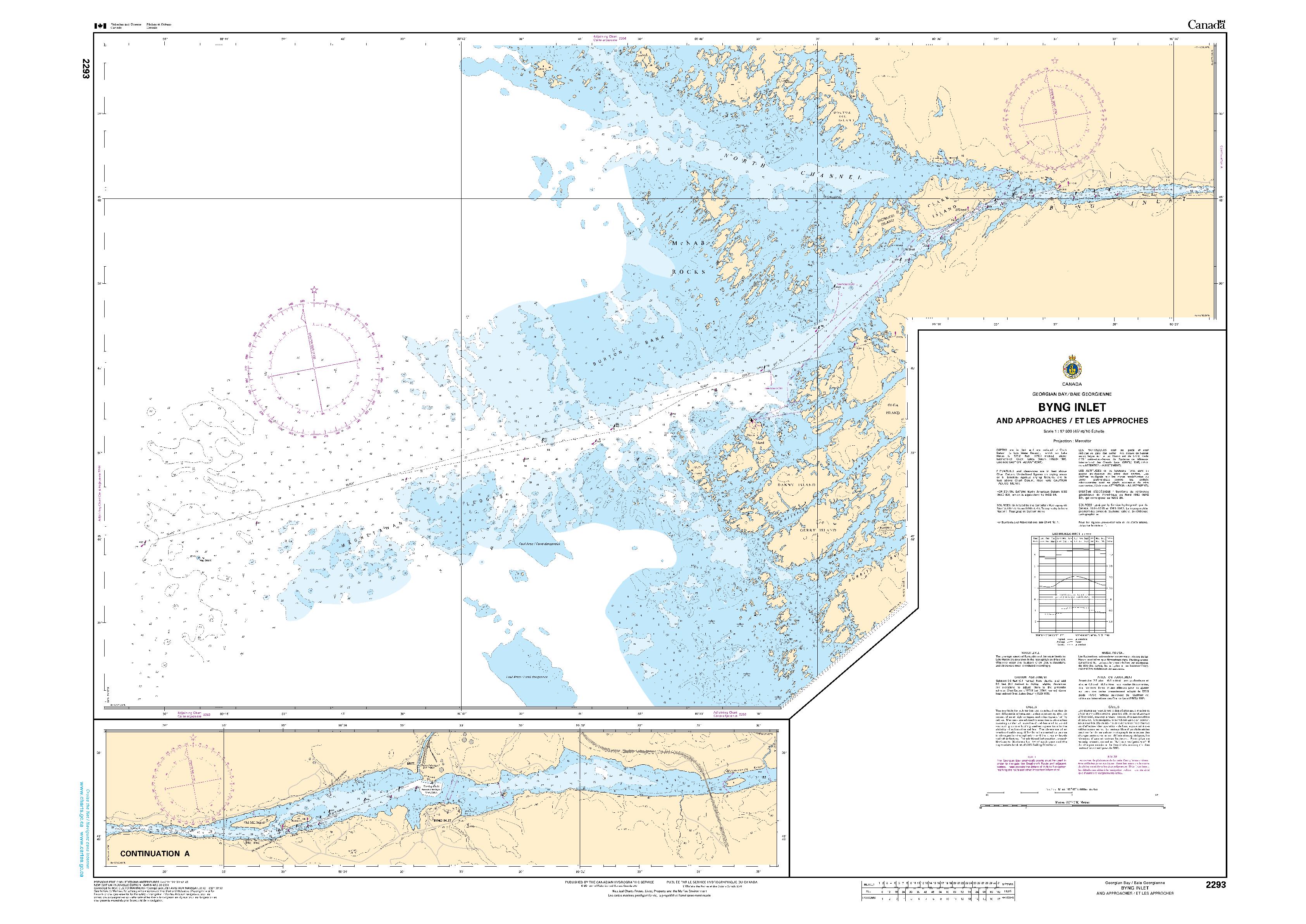 Byng Inlet and Approaches / et les approches | CHS Chart 2293
