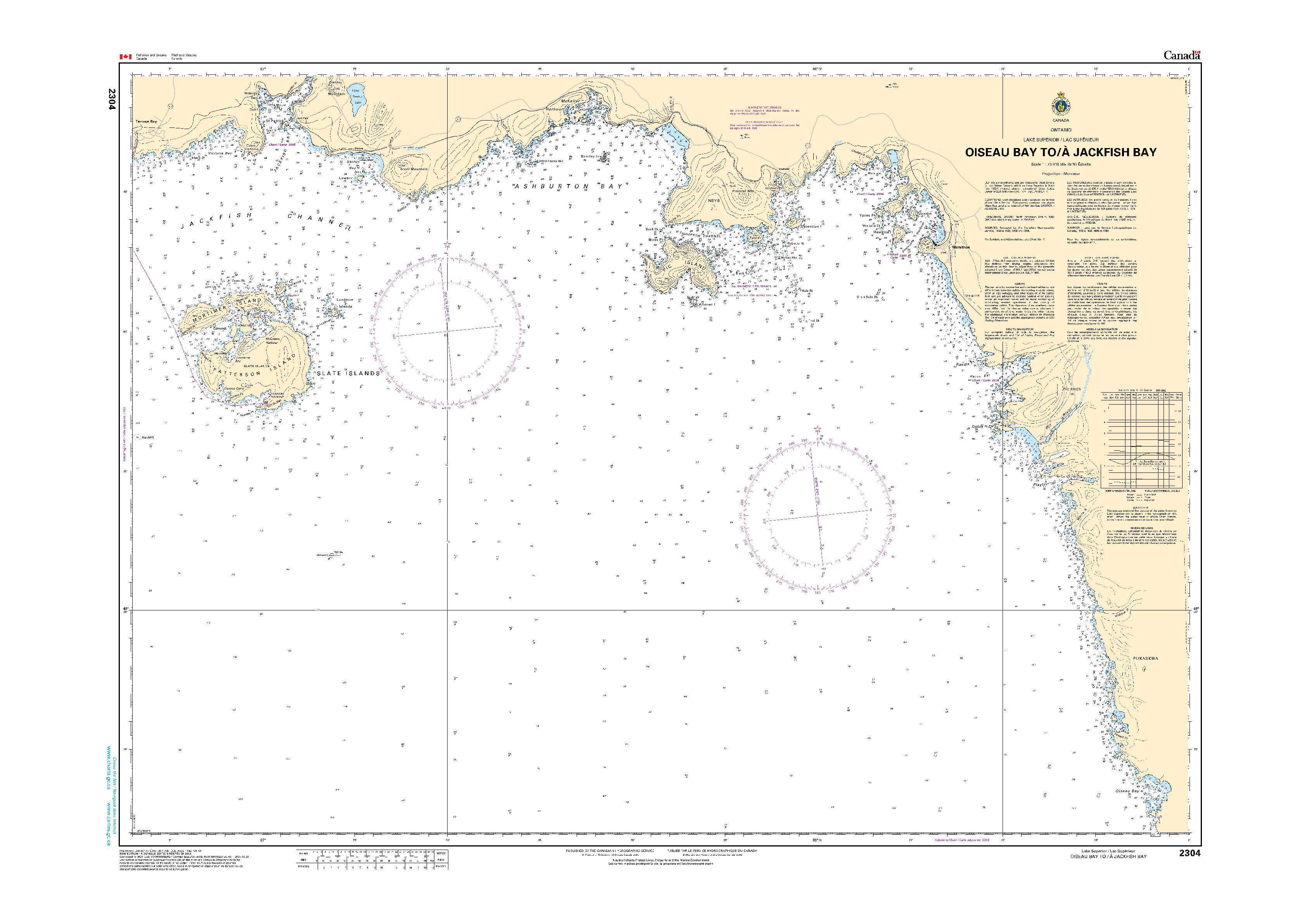 Oiseau Bay to/à Jackfish Bay | CHS Chart 2304