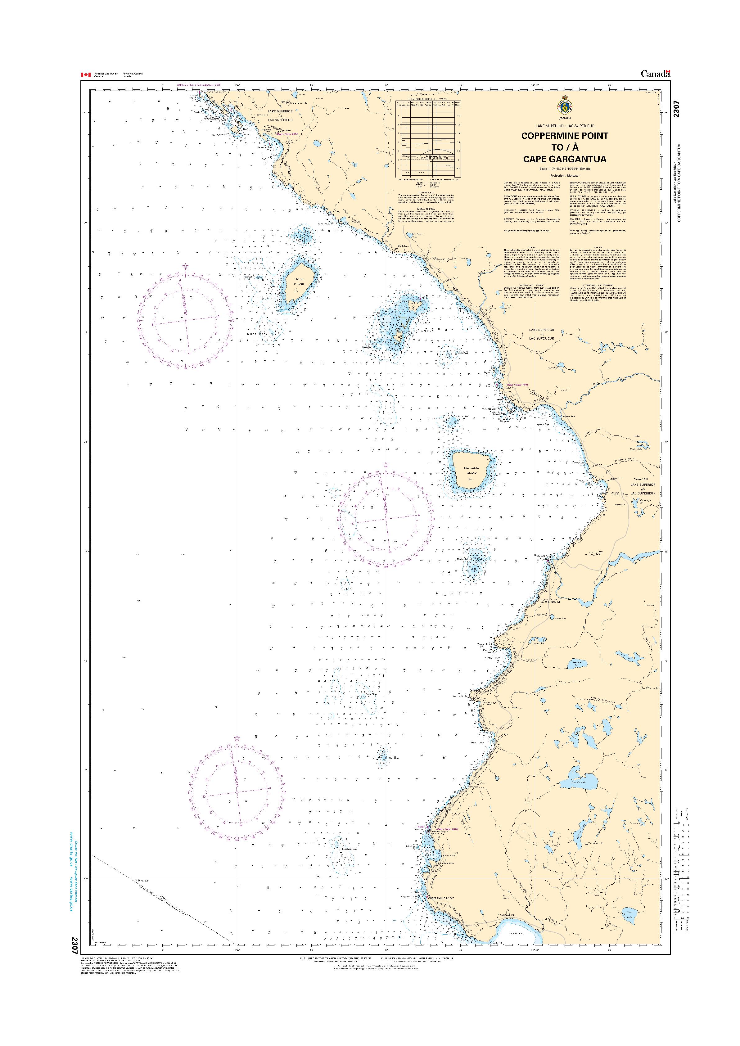 Coppermine Point to/à Cape Gargantua | CHS Chart 2307