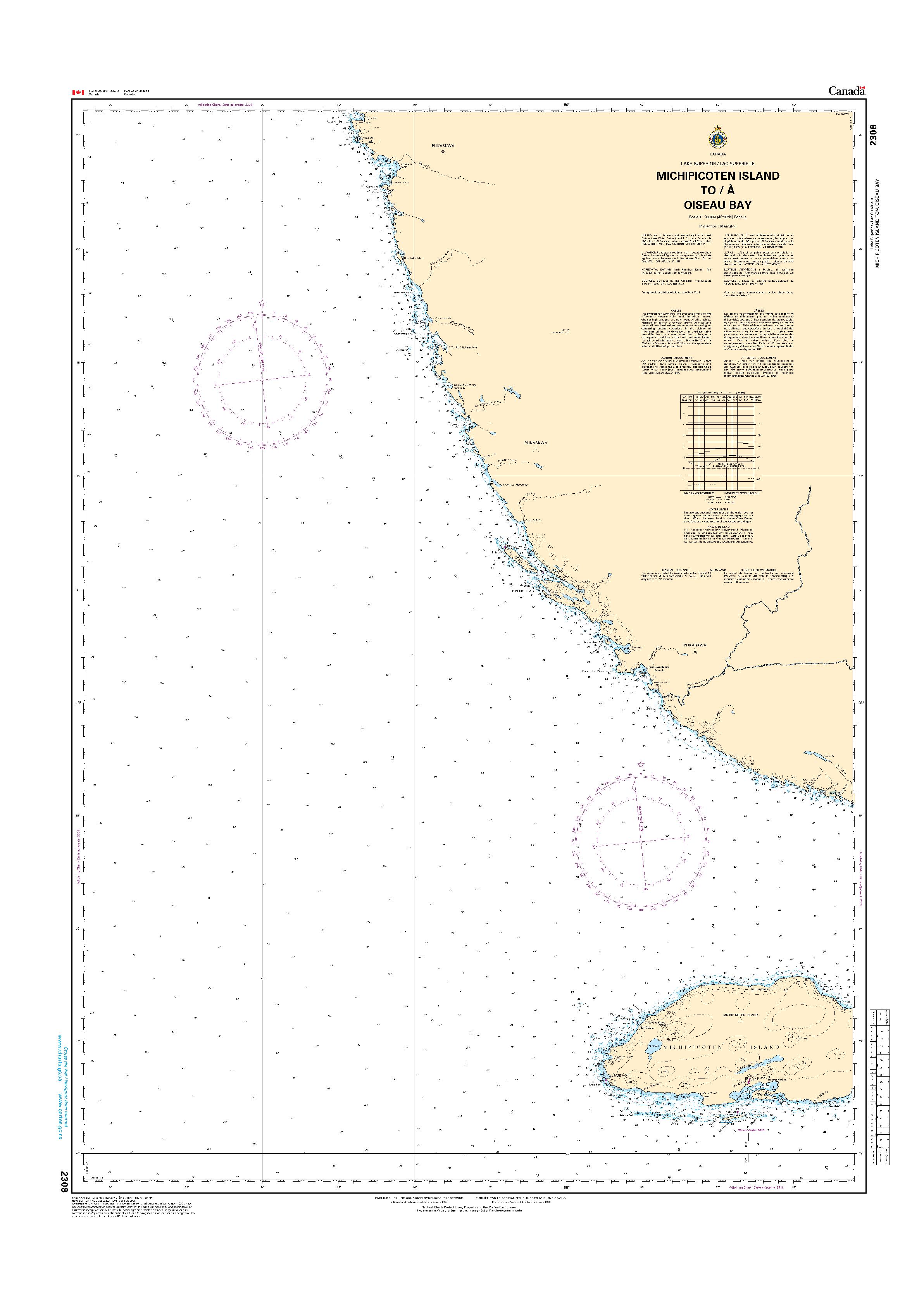 Michipicoten Island to/à Oiseau Bay | CHS Chart 2308
