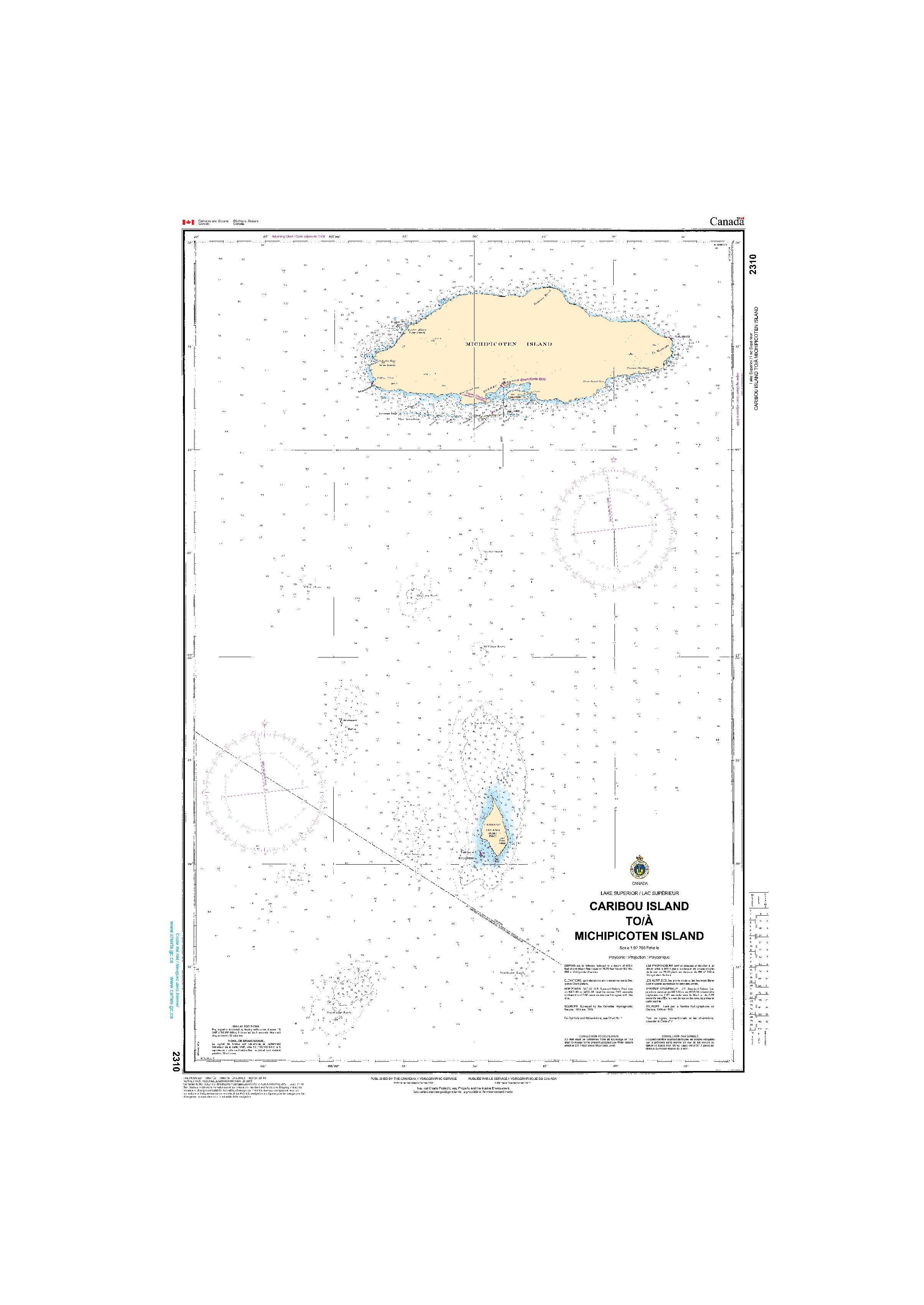 Caribou Island to/à Michipicoten Island | CHS Chart 2310