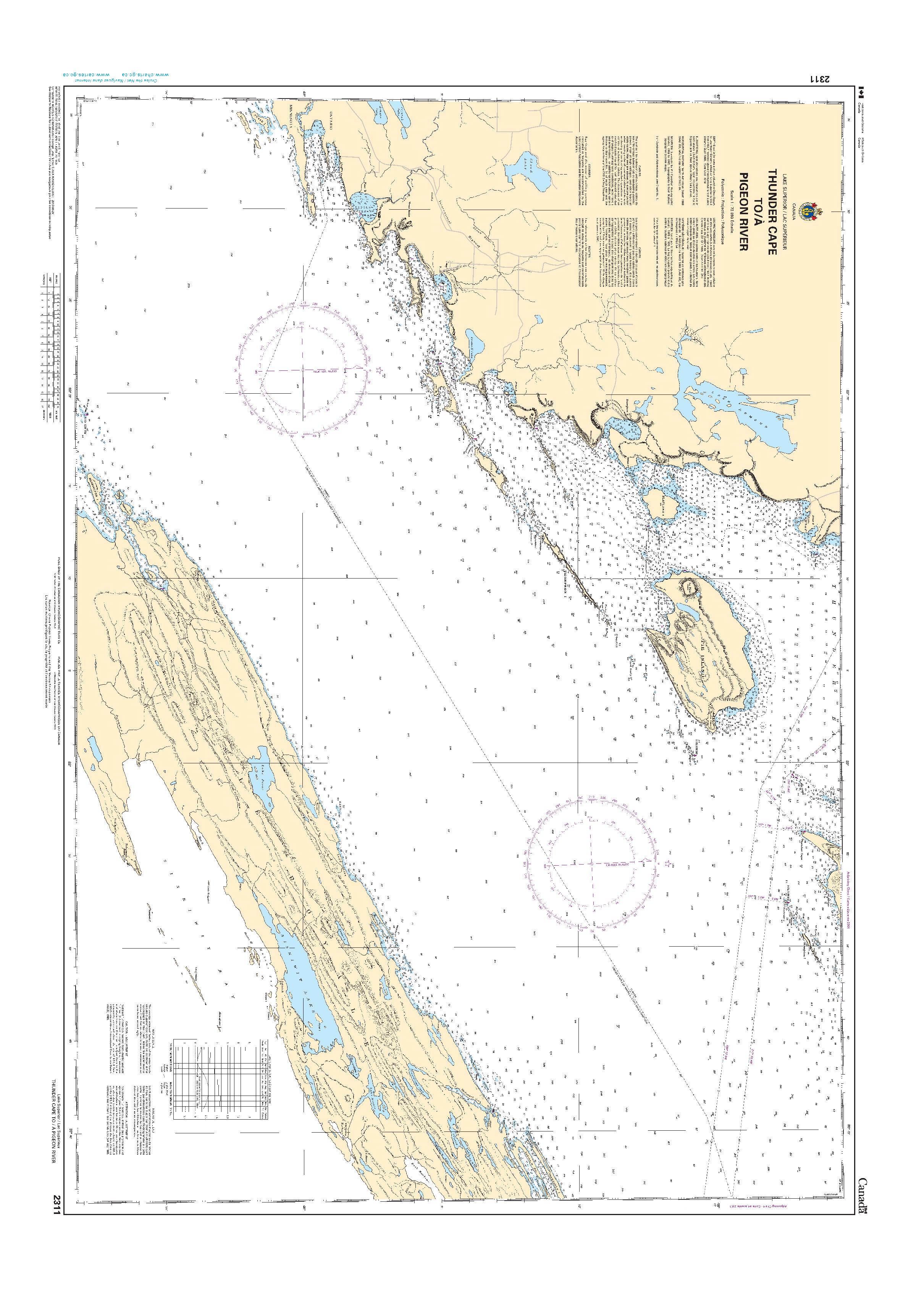 Thunder Cape to/à Pigeon River | CHS Chart 2311