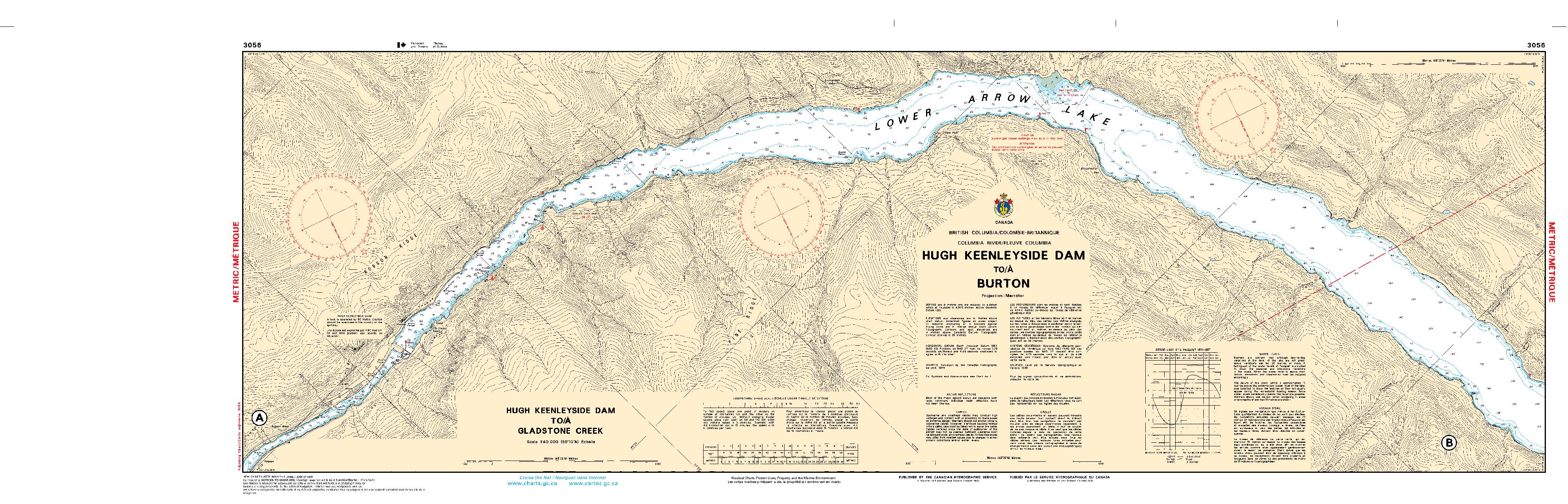 Hugh Keenleyside Dam to/à Burton - 2 SHEETS | CHS Chart 3056