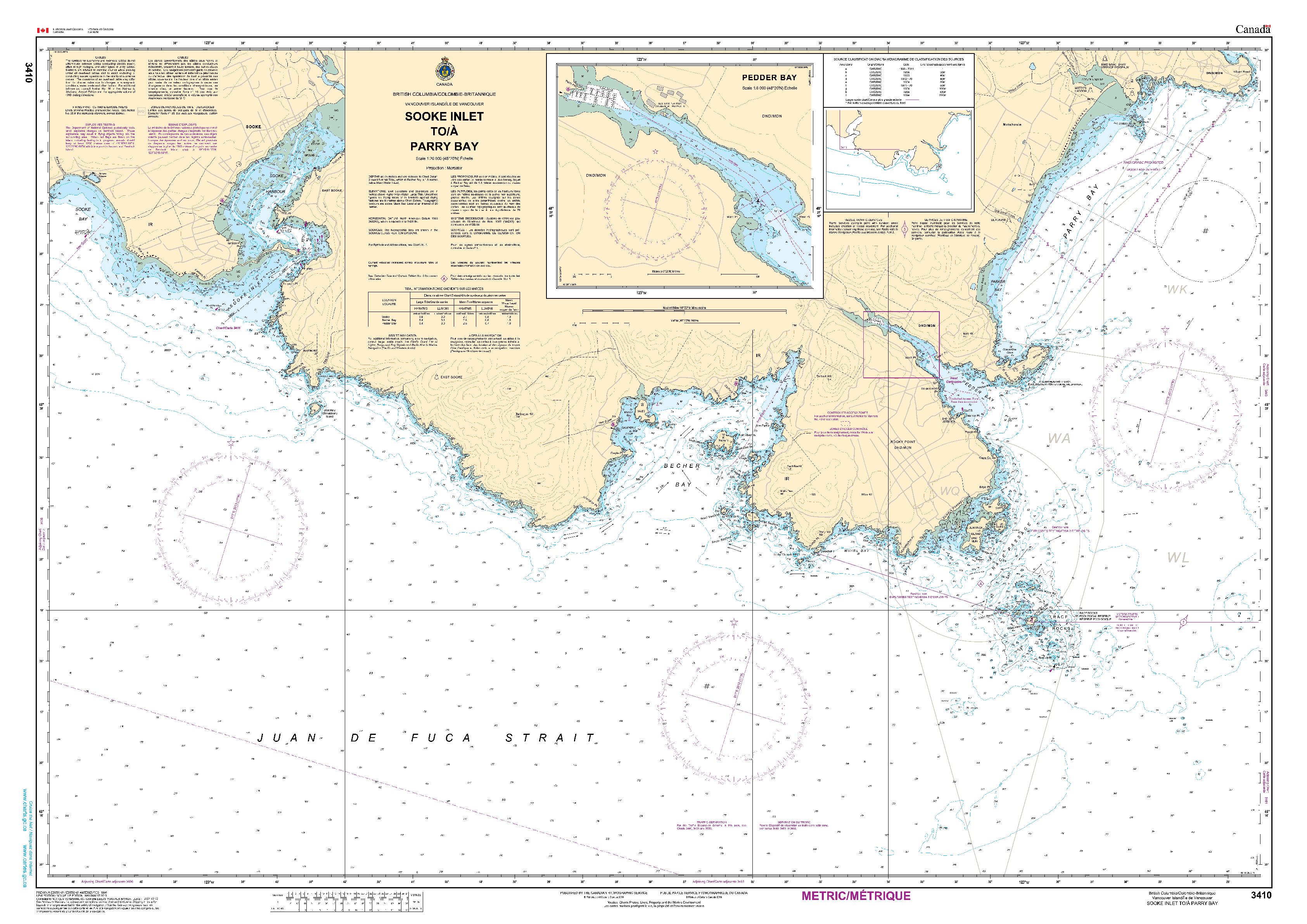 Sooke Inlet to/à Parry Bay | CHS Chart 3410