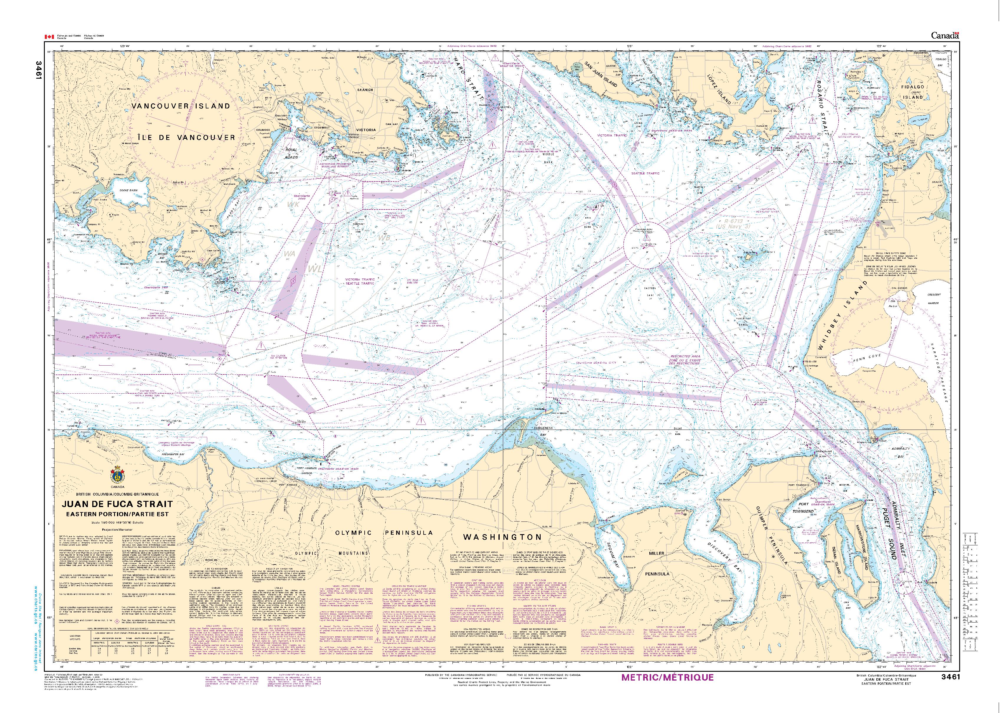 Juan de Fuca Strait, Eastern Portion/Partie Est | CHS Chart 3461