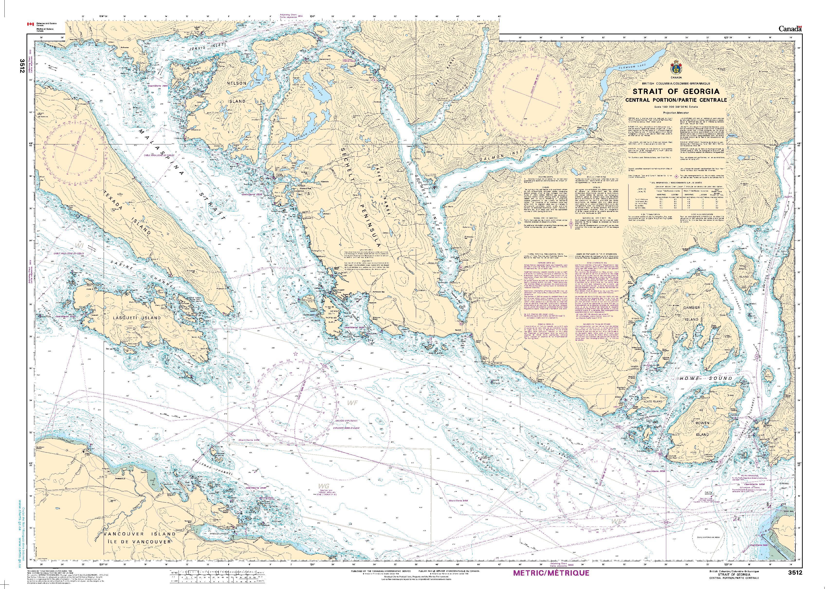 Strait of Georgia, Central Portion/Partie Centrale | Carte SHC 3512