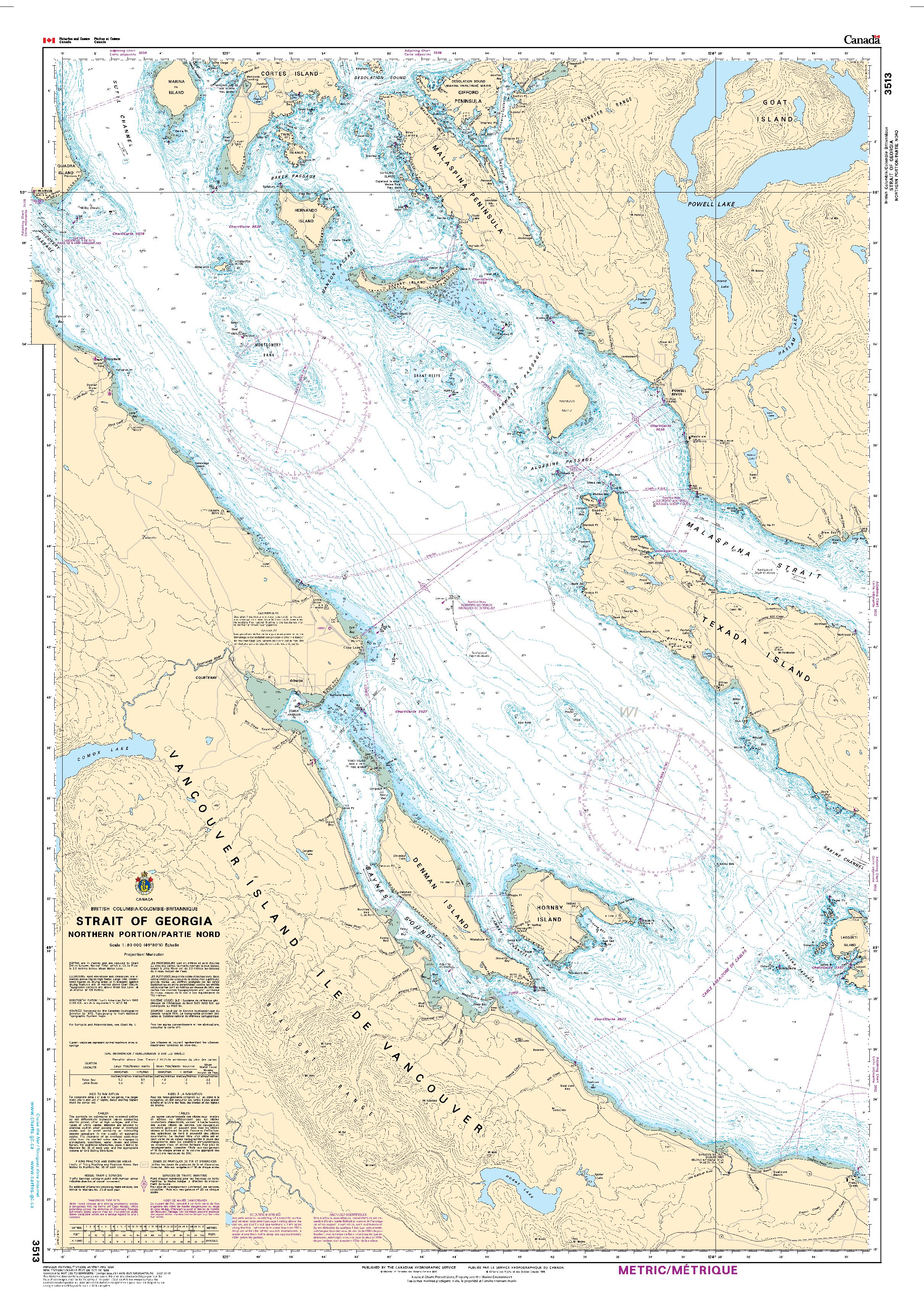 Strait of Georgia, Northern Portion/Partie Nord | Carte SHC 3513