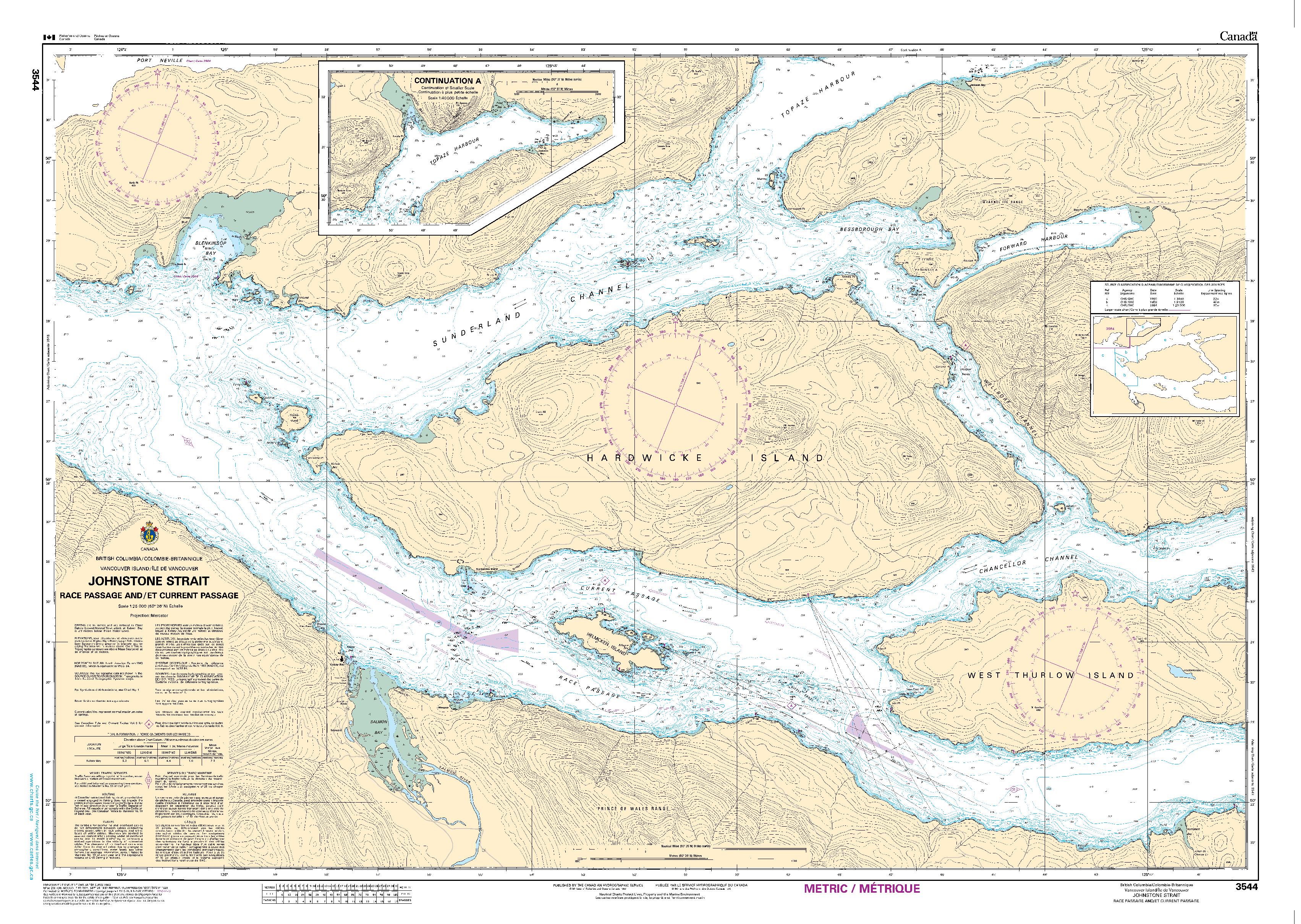 Johnstone Strait, Race Passage and/et Current Passage | CHS Chart 3544