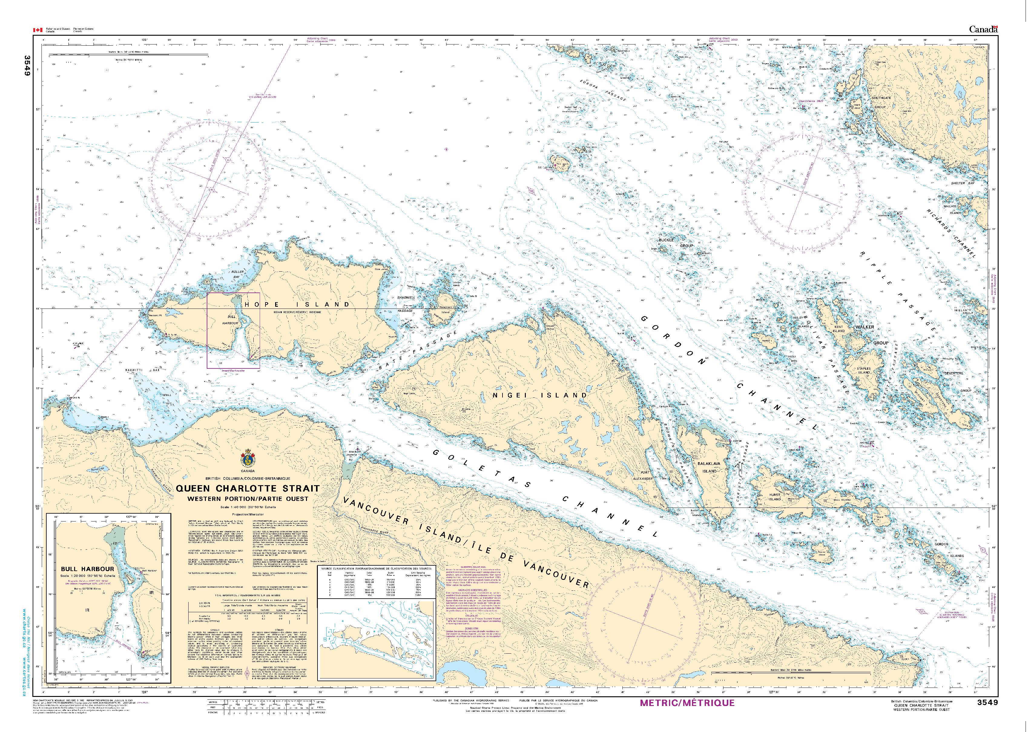 Queen Charlotte Strait Western Portion/Partie Ouest | CHS Chart 3549