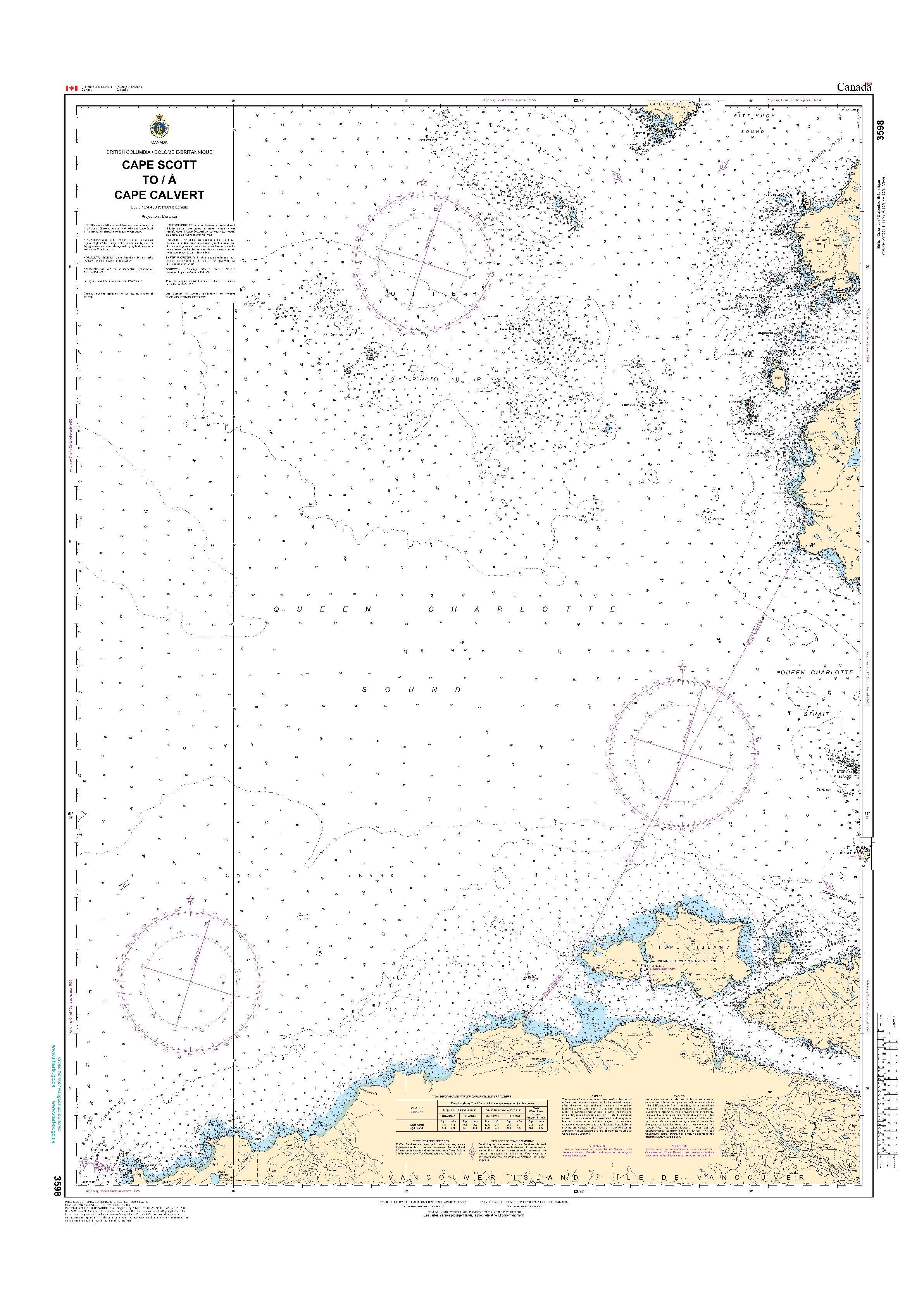 Cape Scott to Cape Calvert | Carte SHC 3598