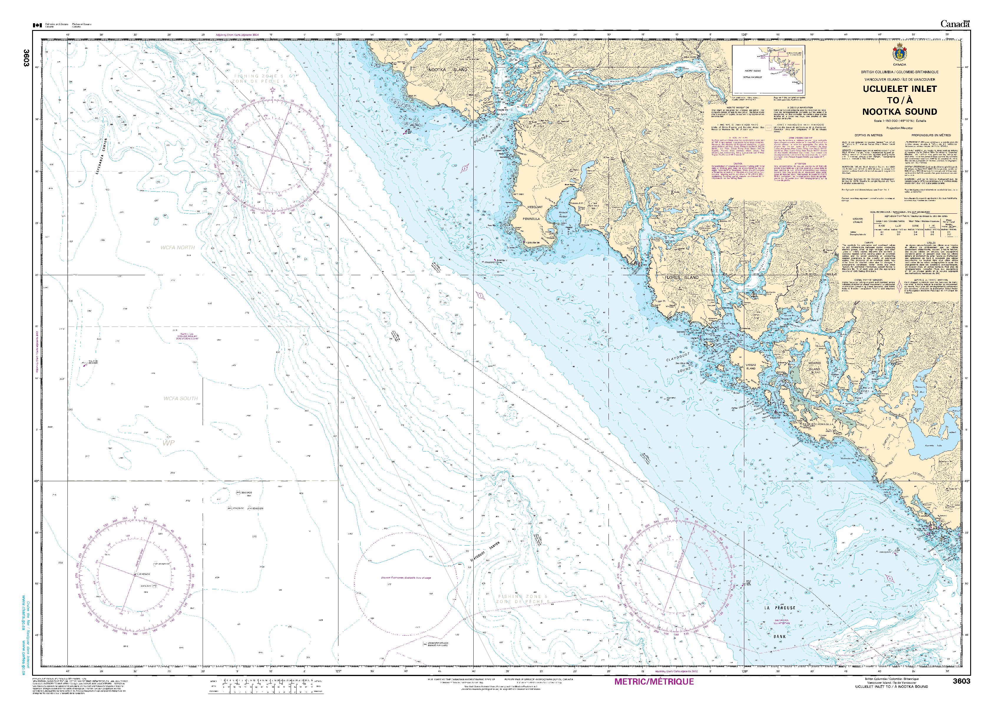 Ucluelet Inlet to/à Nootka Sound | Carte SHC 3603