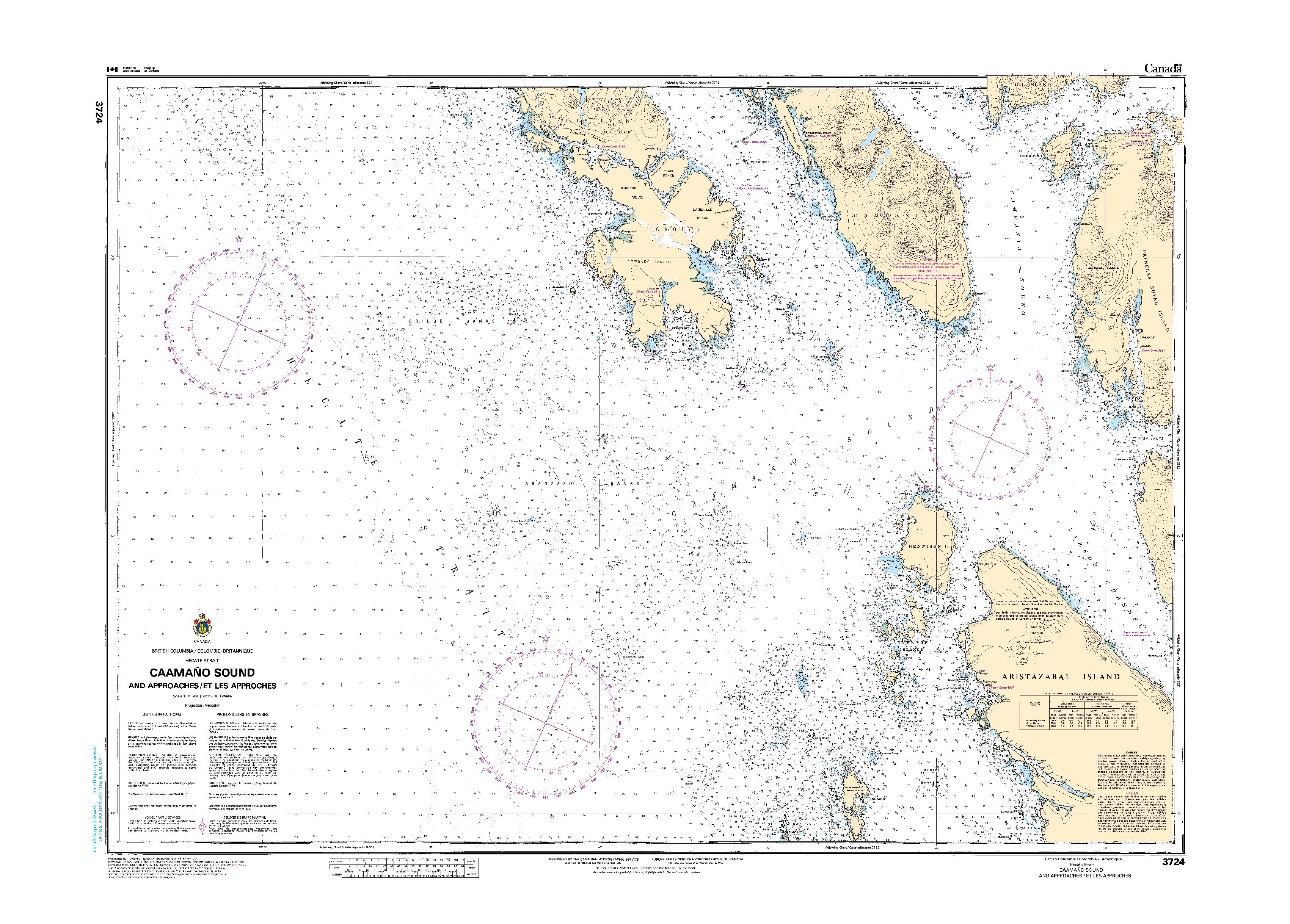 Caamano Sound and Approaches/et les approches | Carte SHC 3724