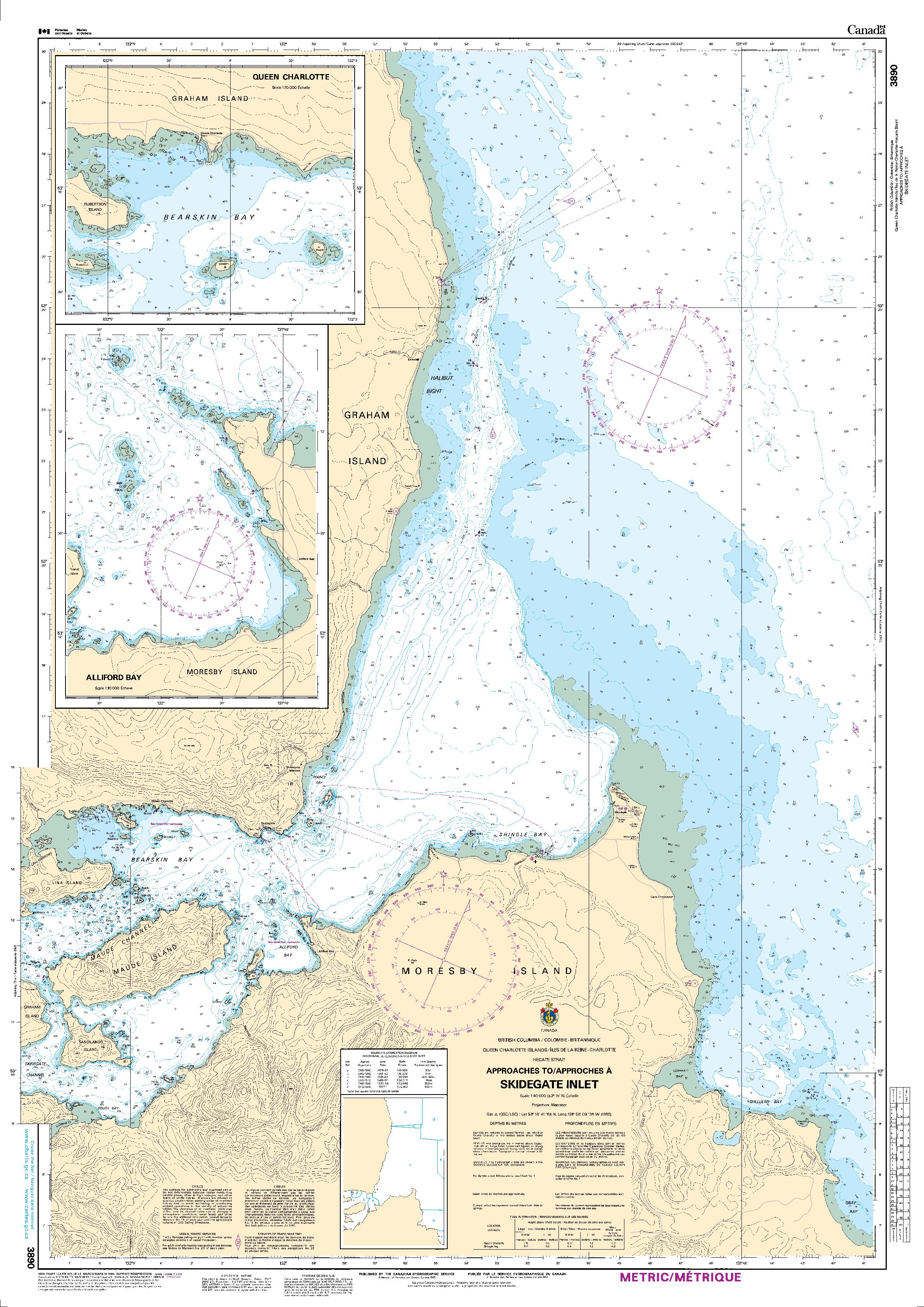 Approaches to/Approches à Skidegate Inlet | CHS Chart 3890