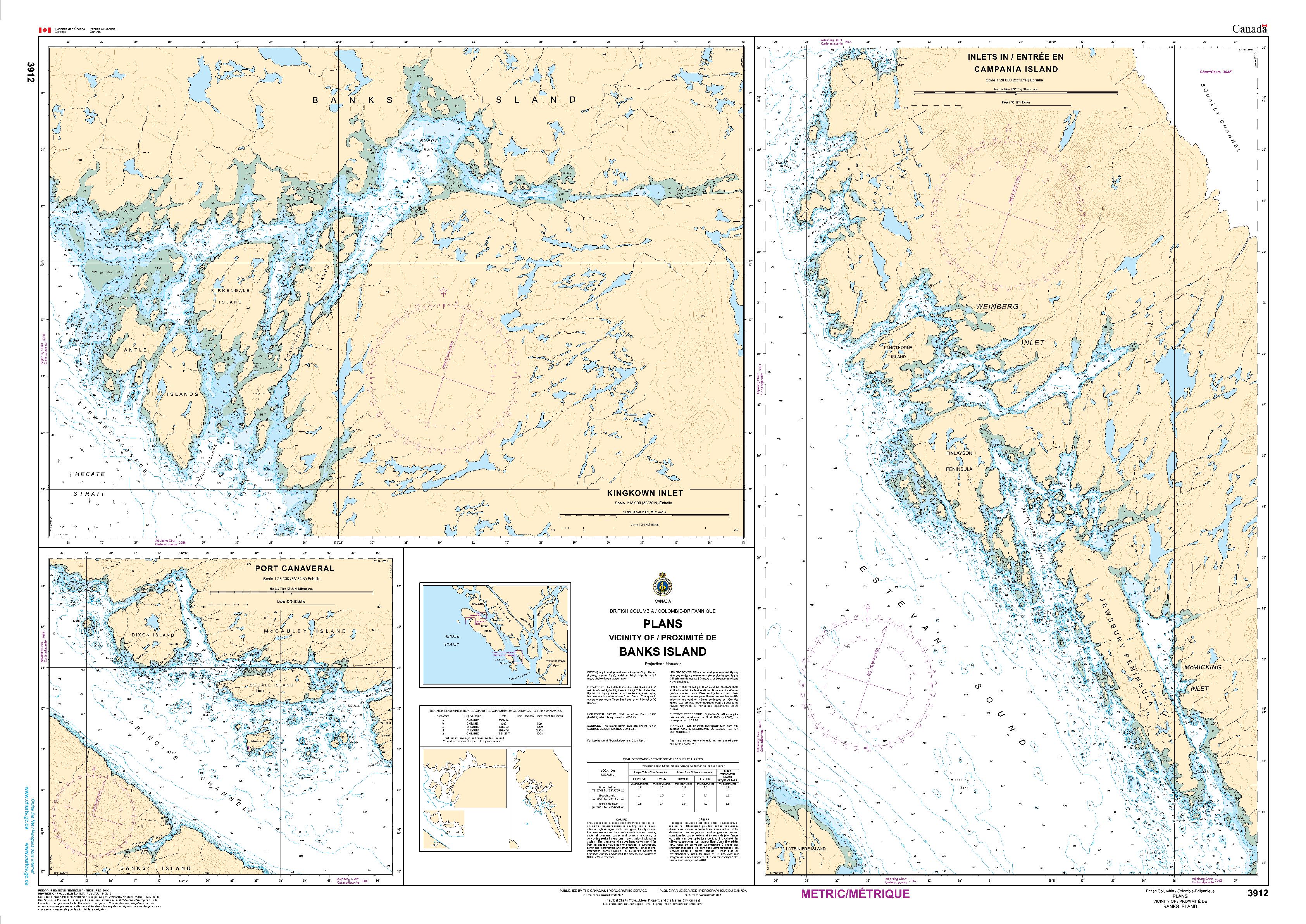 Plans, Vicinity of/Proximité de Banks Island | Carte SHC 3912