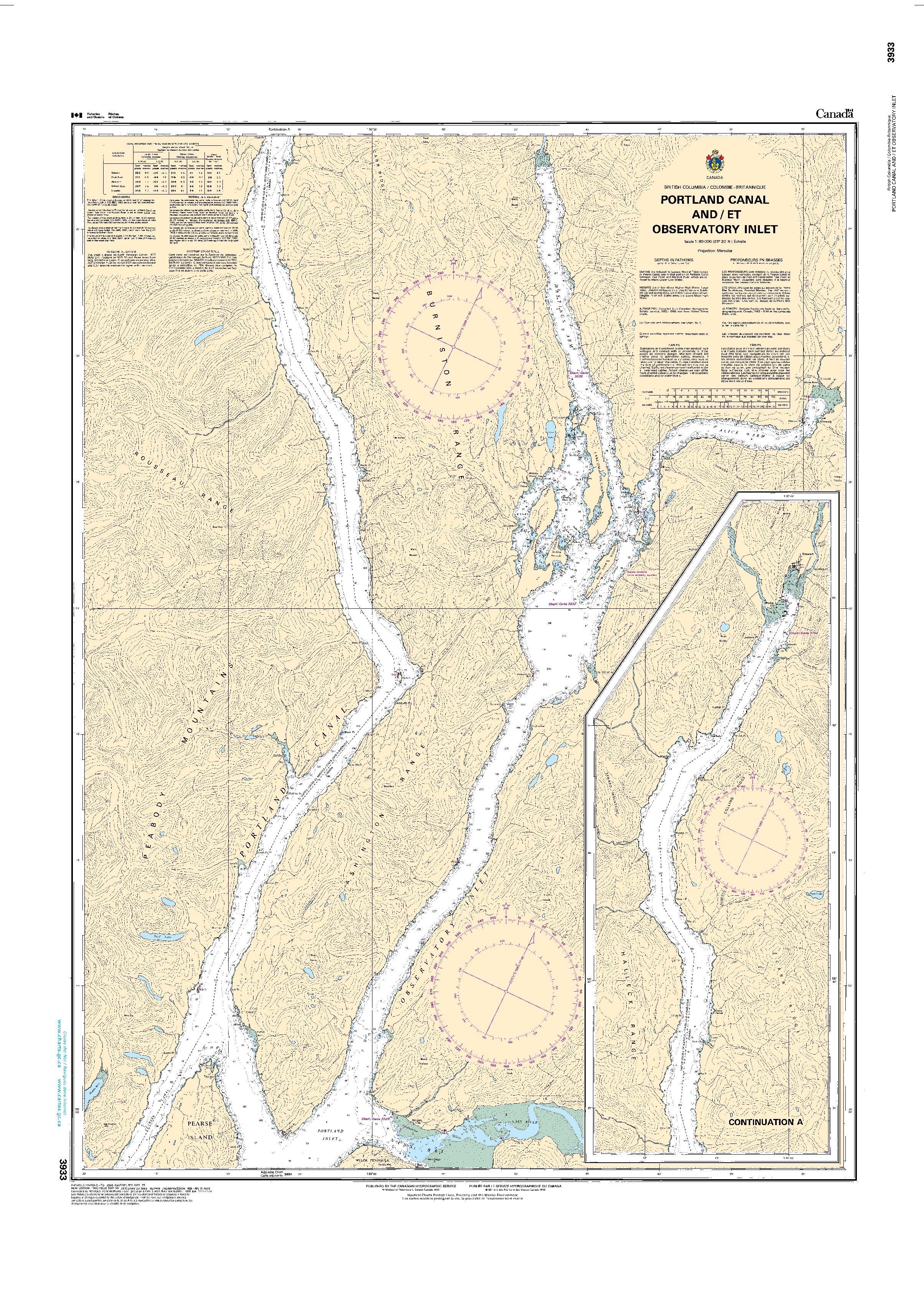 Portland Canal and/et Observatory Inlet | CHS Chart 3933