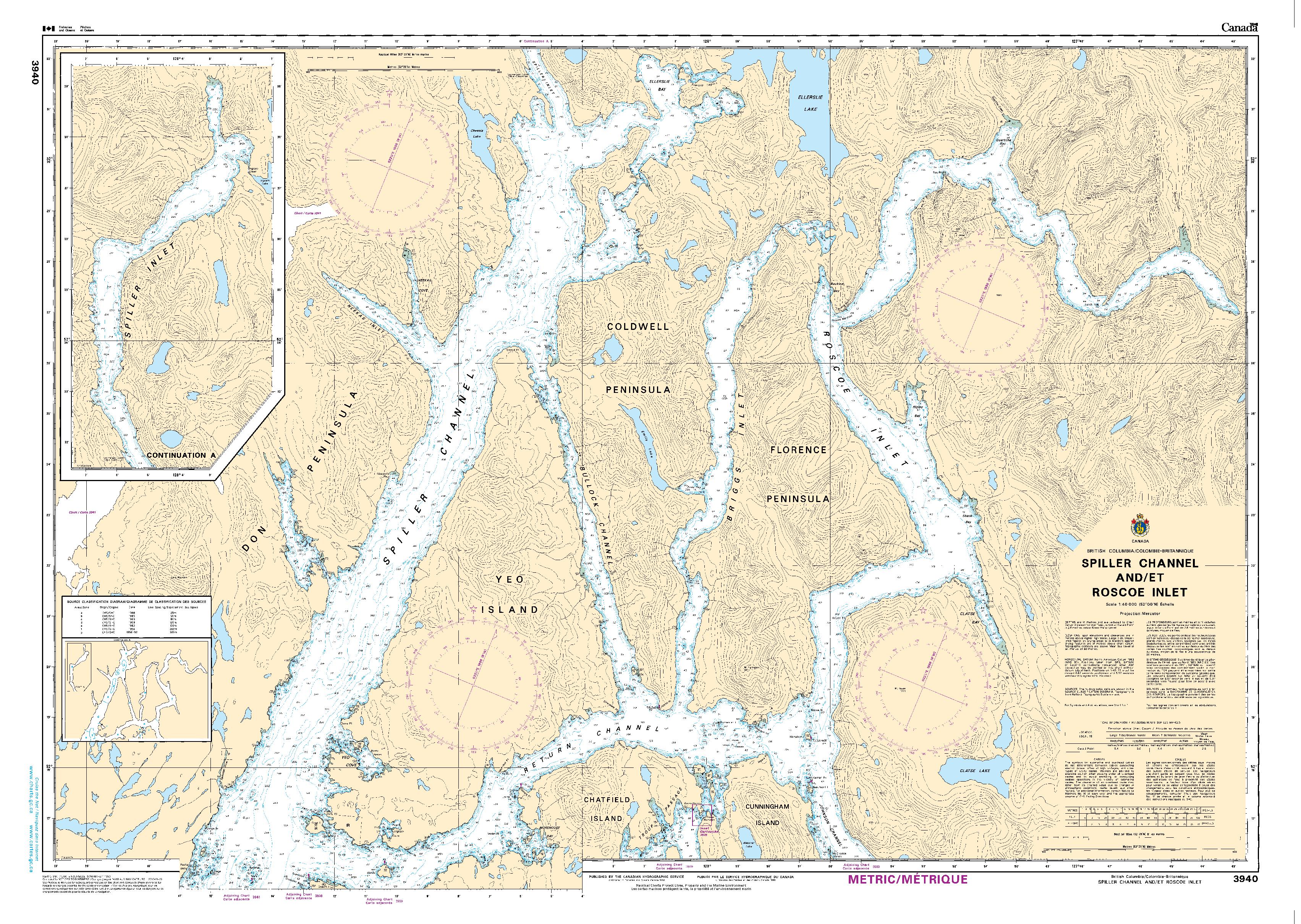Spiller Channel and/et Roscoe Inlet | Carte SHC 3940
