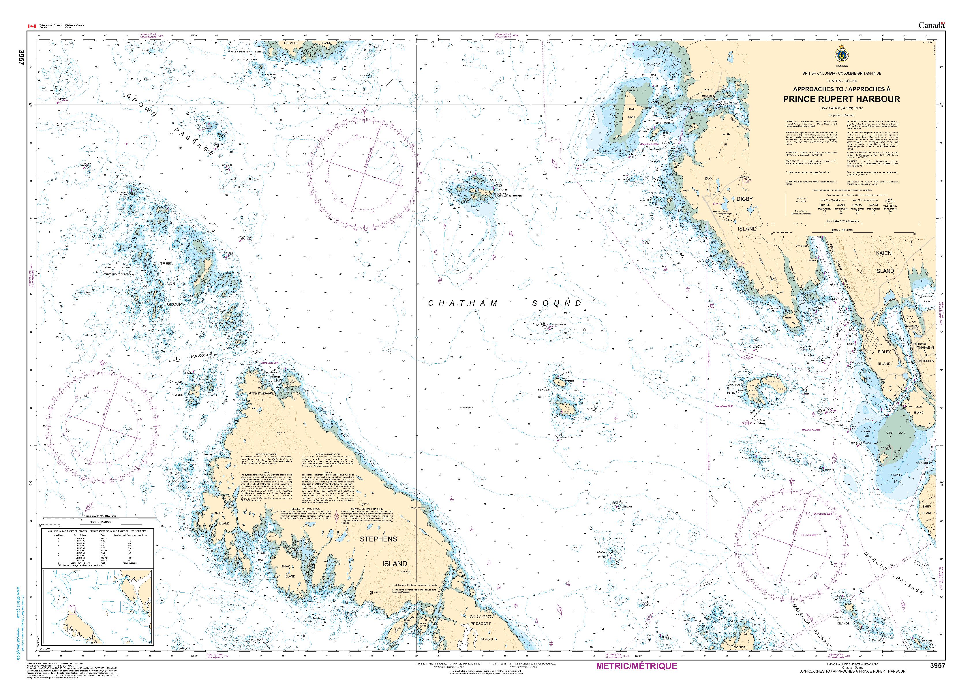 Approaches to/Approches à Prince Rupert Harbour | CHS Chart 3957
