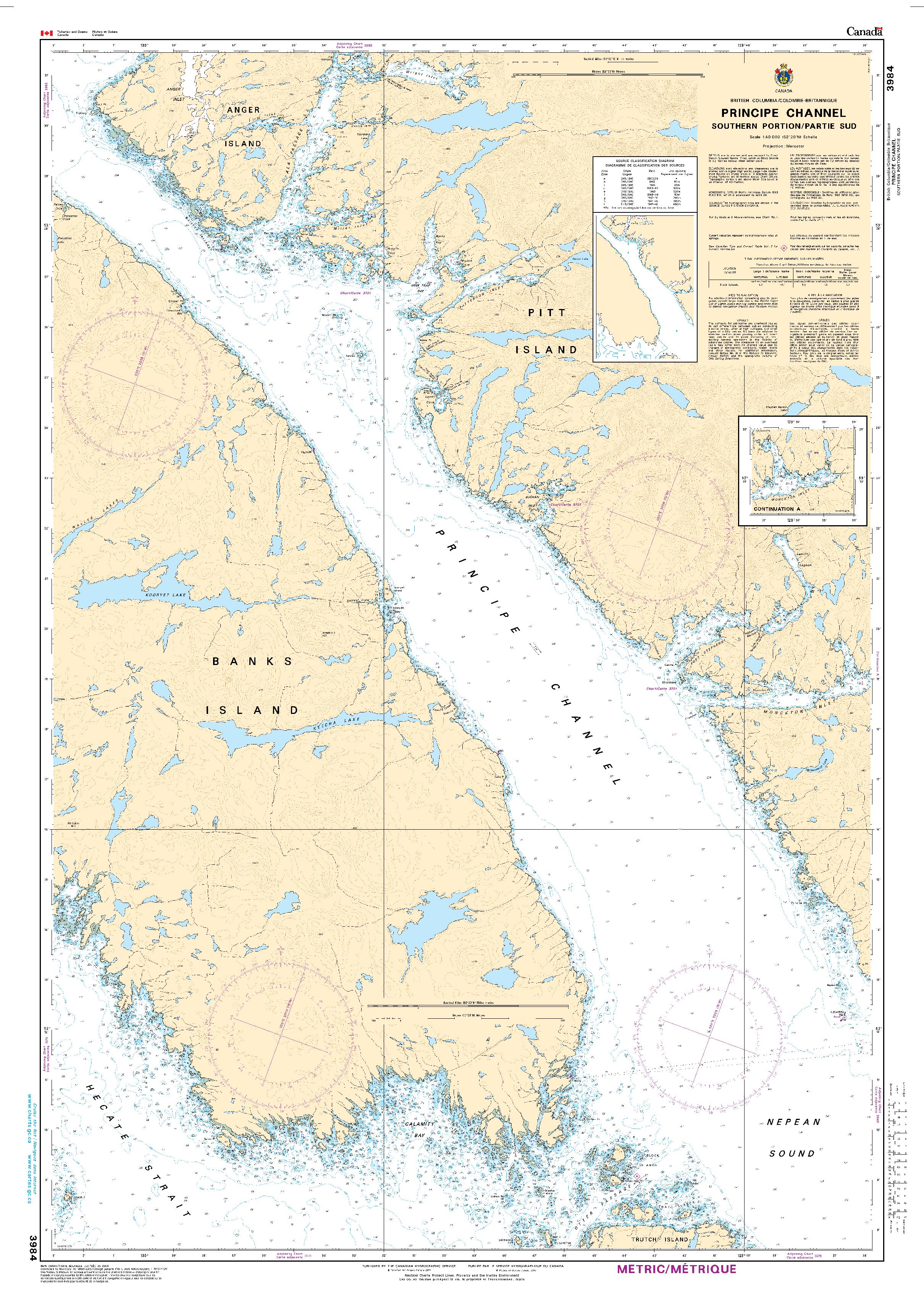 Principe Channel Southern Portion/Partie Sud | Carte SHC 3984