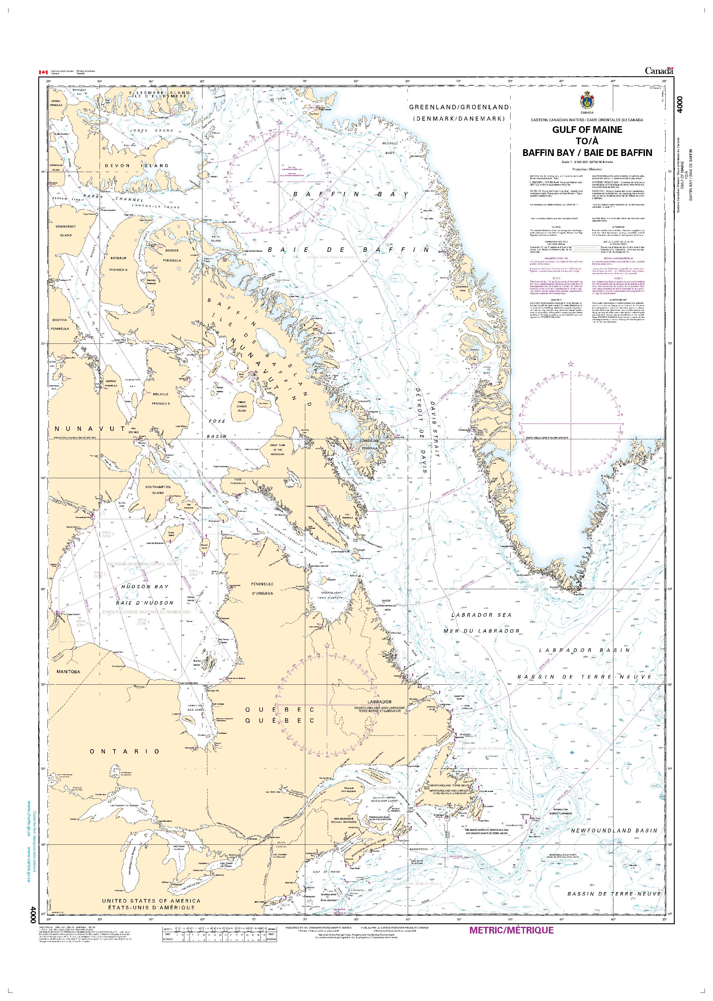 Gulf of Maine to/à Baffin Bay / Baie de Baffin | Carte SHC 4000