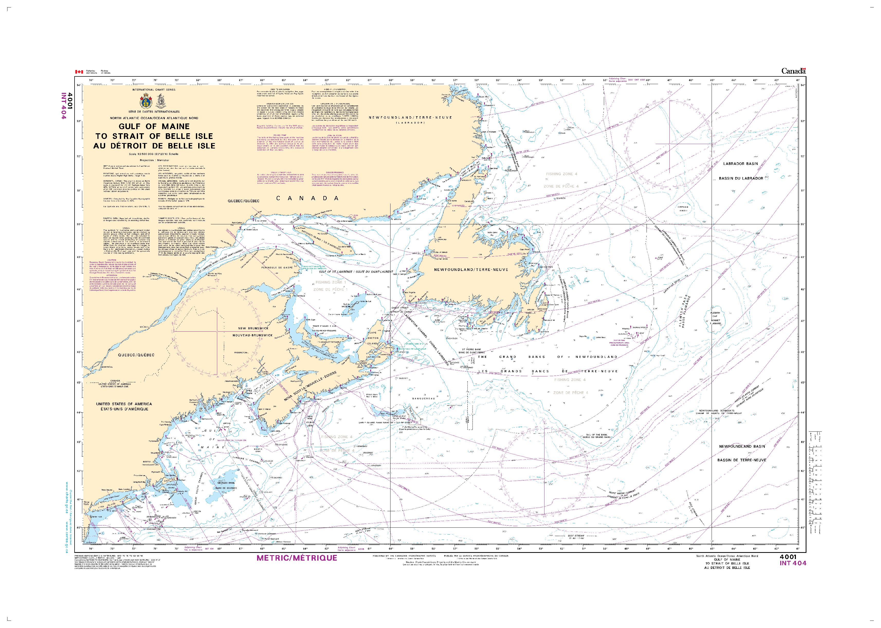 Gulf of Maine to Strait of Belle Isle /au Detroit de Belle Isle | Carte SHC 4001