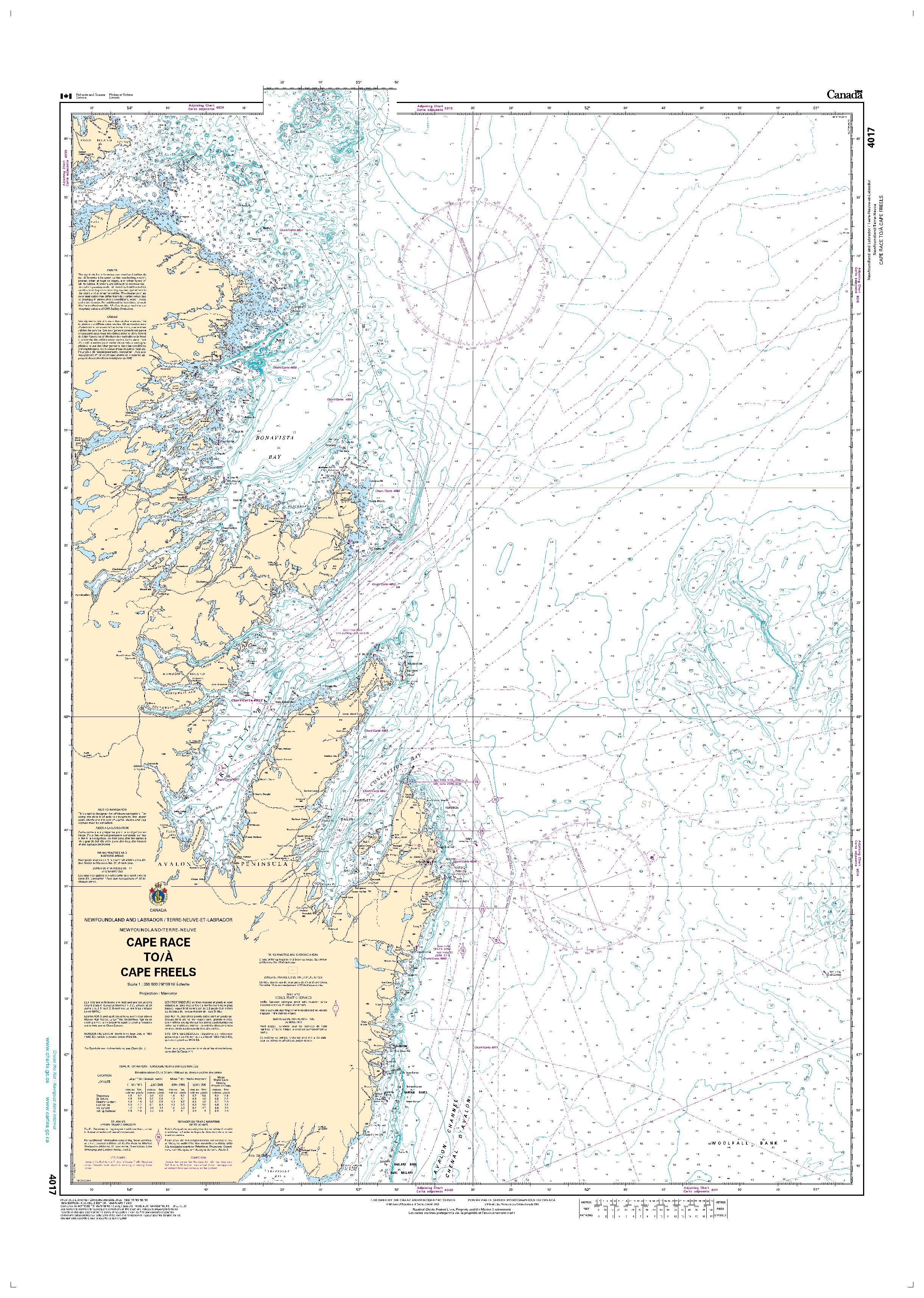 Cape Race to/à Cape Freels | Carte SHC 4017