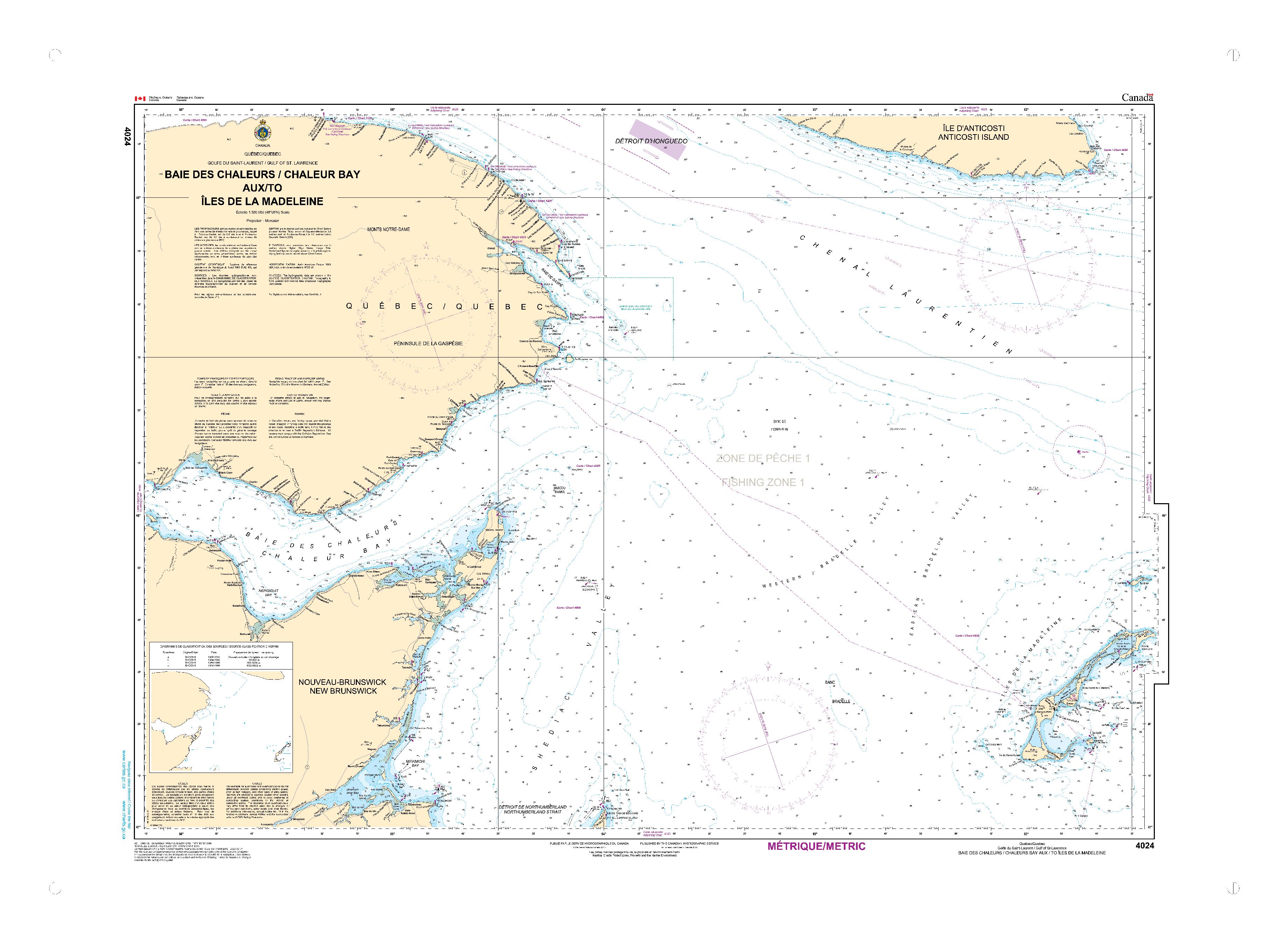 Baie des Chaleurs/Chaleur Bay aux/to Îles de la Madeleine | CHS Chart 4024