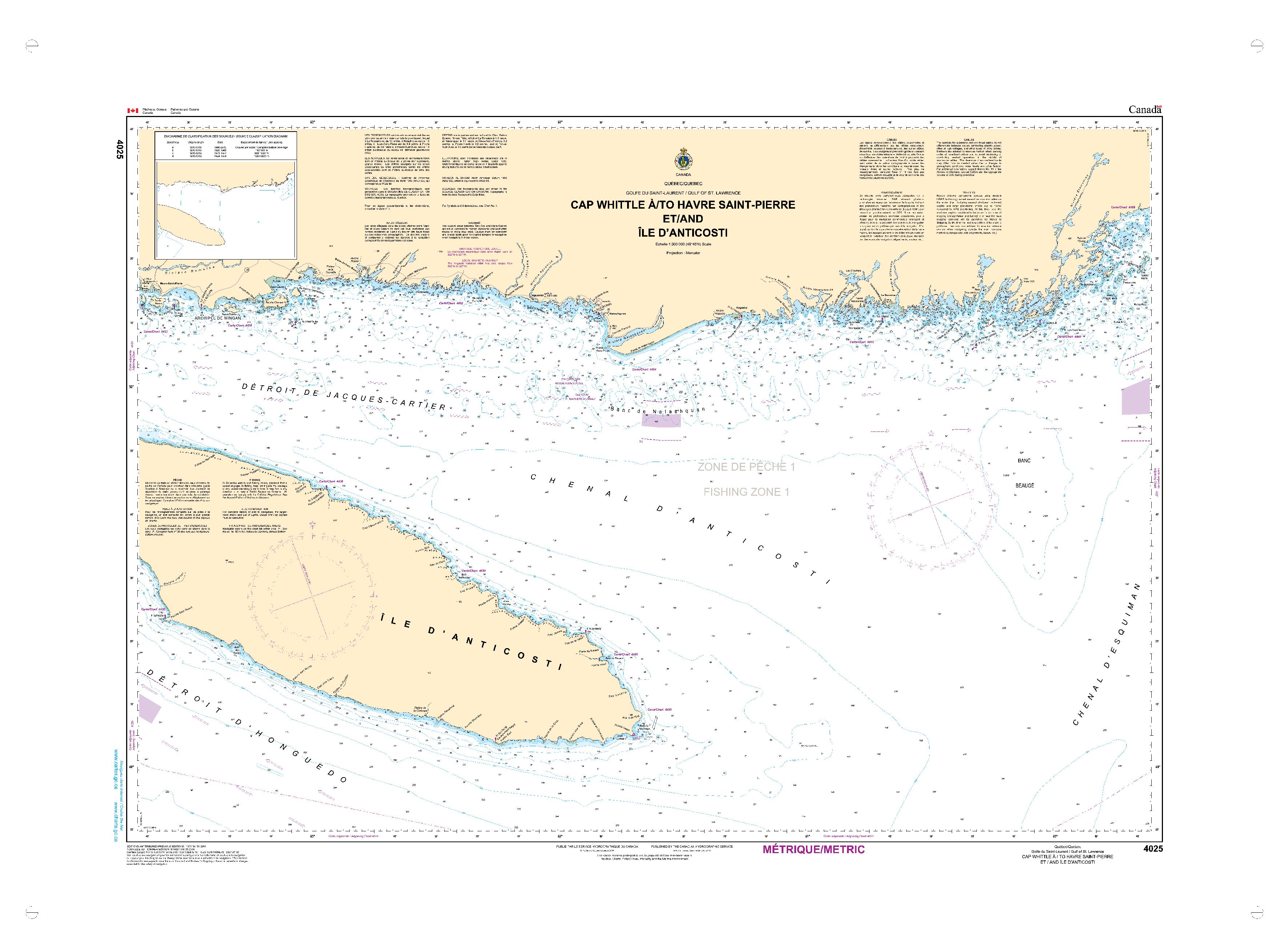 Cap Whittle à/to Havre Saint-Pierre et/and Île d'Anticosti | CHS Chart 4025