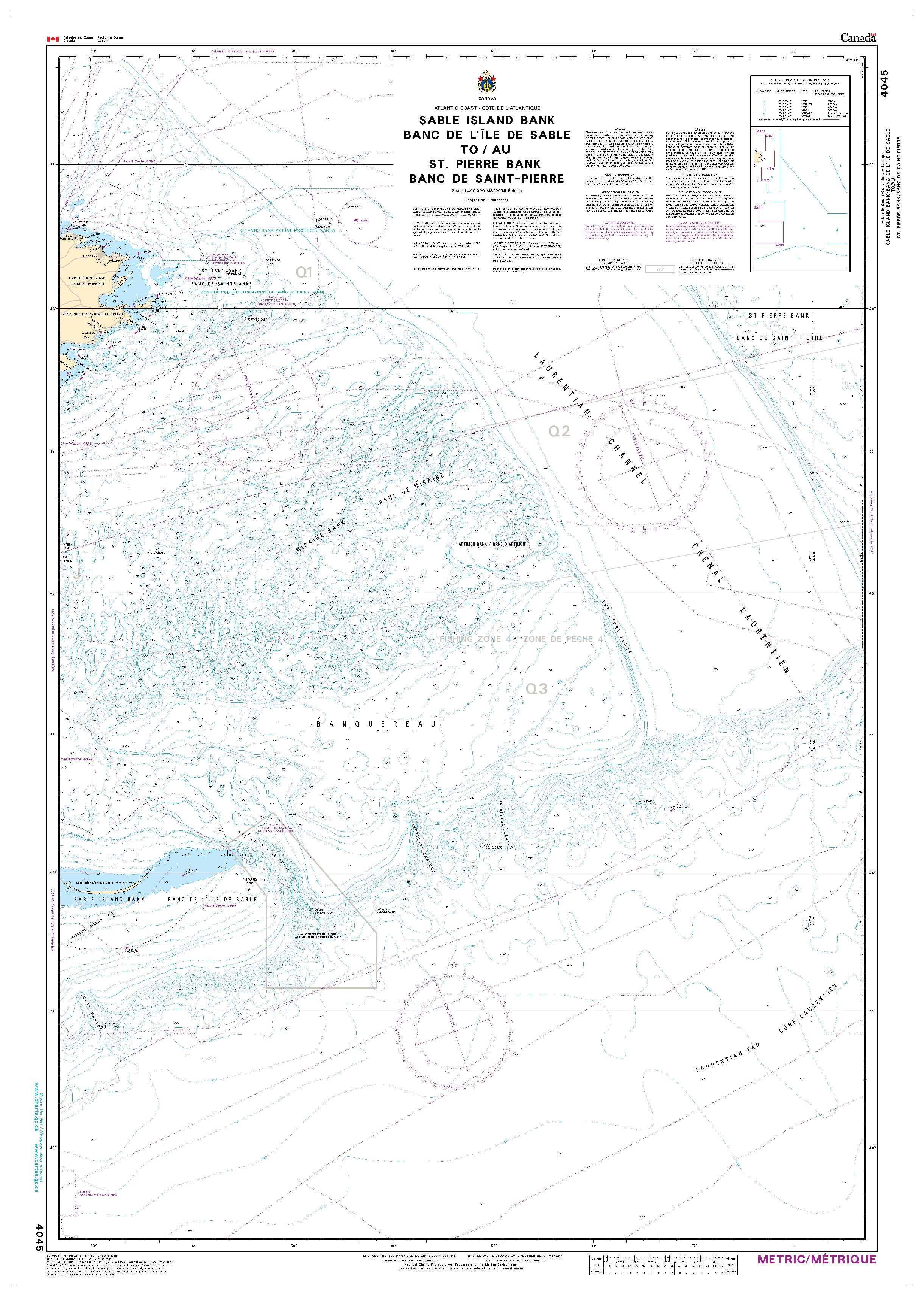 Sable Island Bank / Banc de I'Île de Sable to / au St. Pierre Bank / Banc de Saint-Pierre | CHS Chart 4045