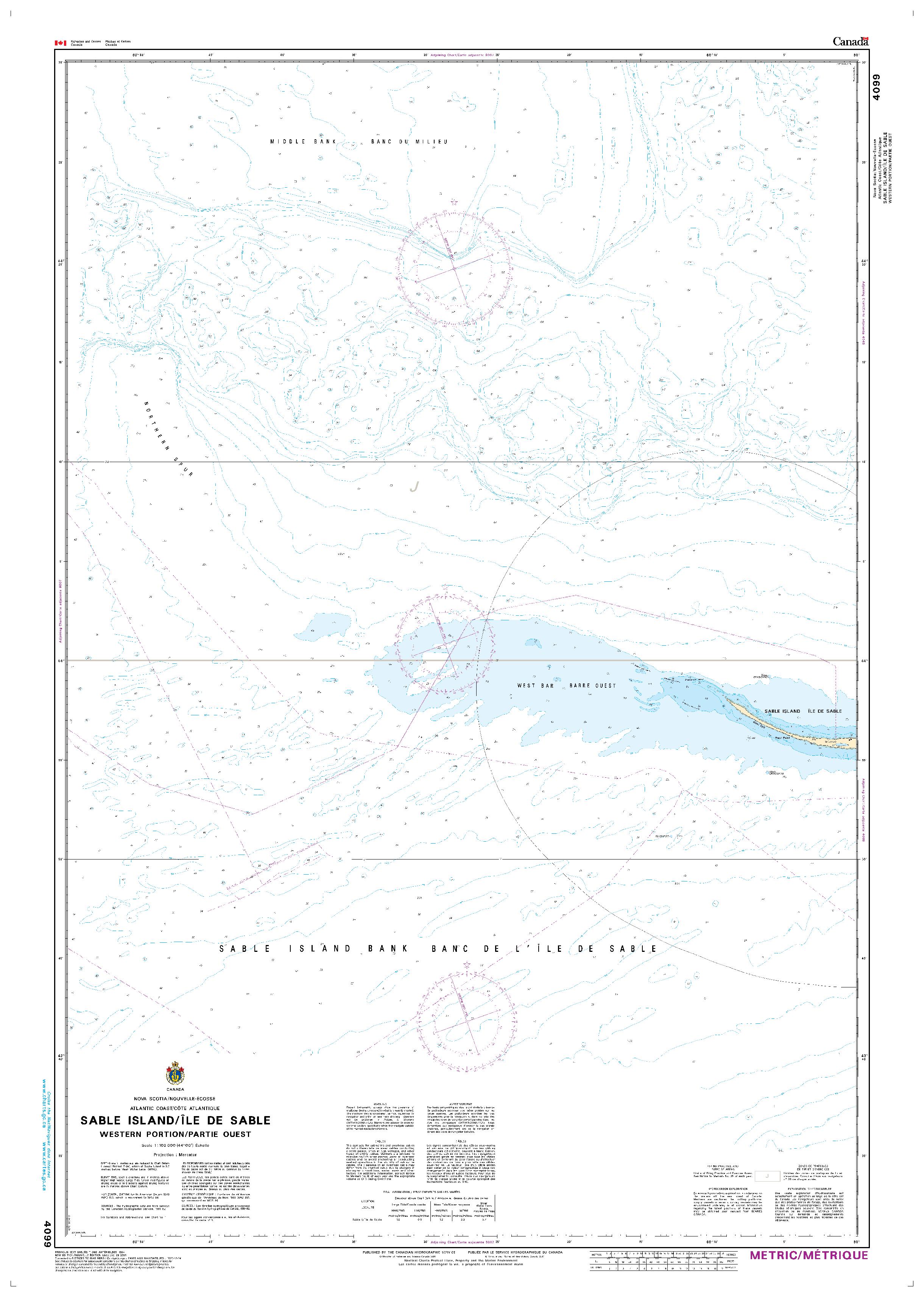 Sable Island / Île de Sable: Western Portion / Partie Ouest | CHS Chart 4099