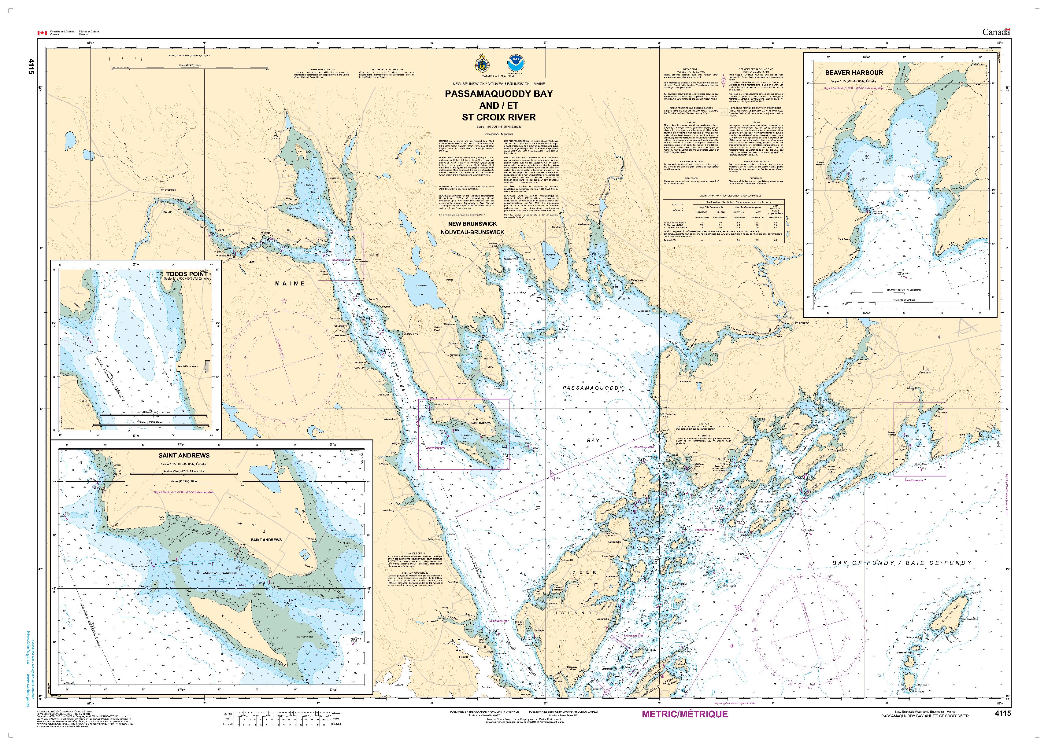 Passamaquoddy Bay and / et St. Croix River | CHS Chart 4115