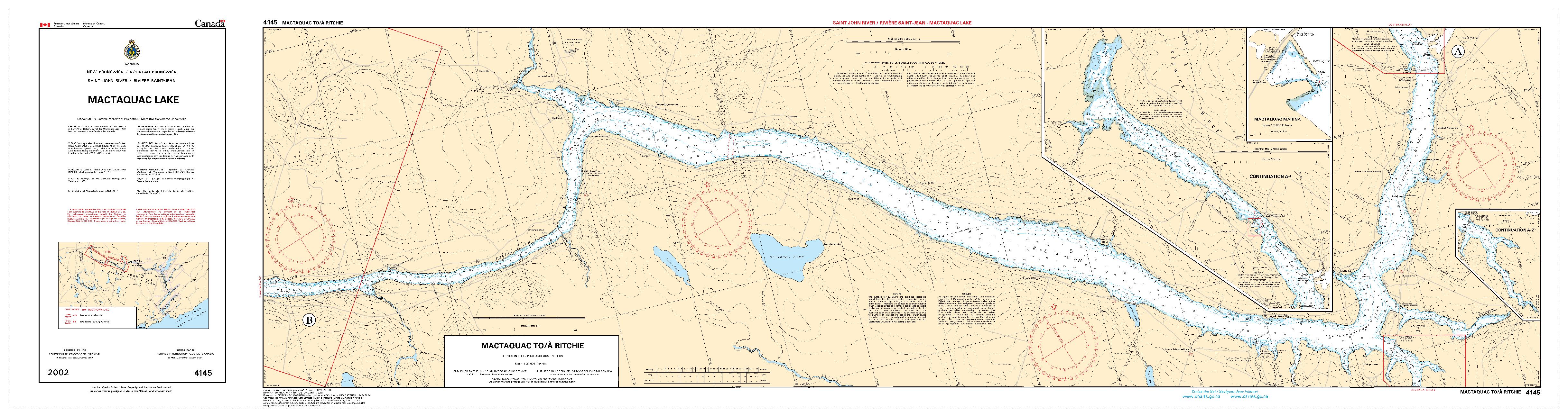 Mactaquac Lake - Saint John River / Rivière Saint-Jean - 2 SHEETS | CHS Chart 4145