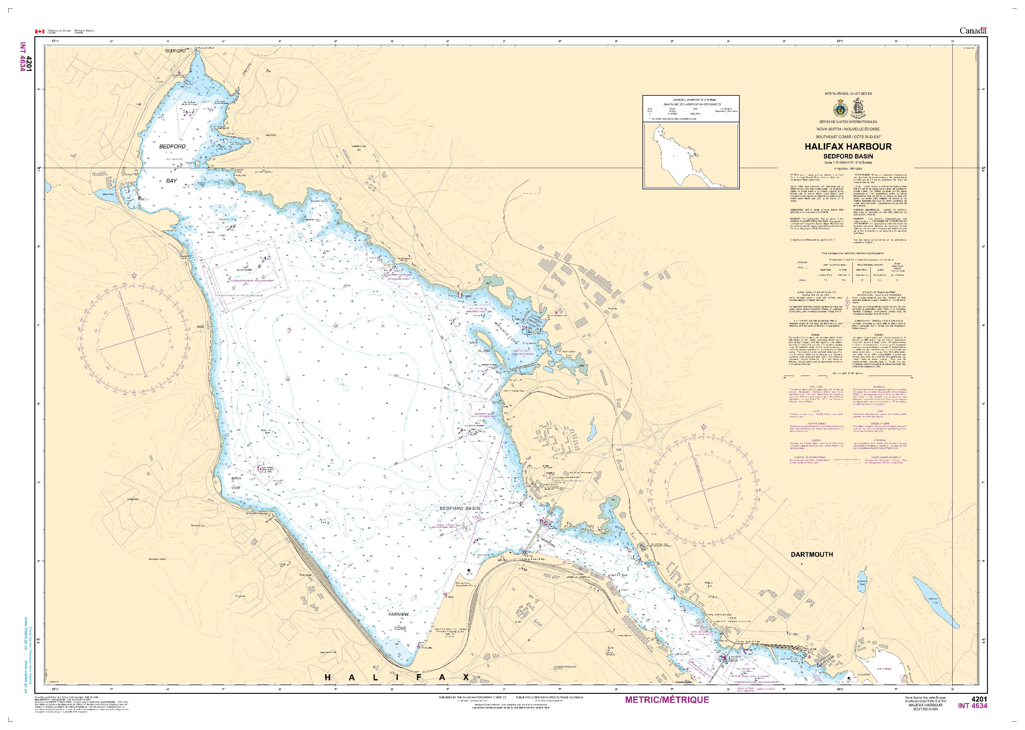 Halifax Harbour - Bedford Basin | Carte SHC 4201