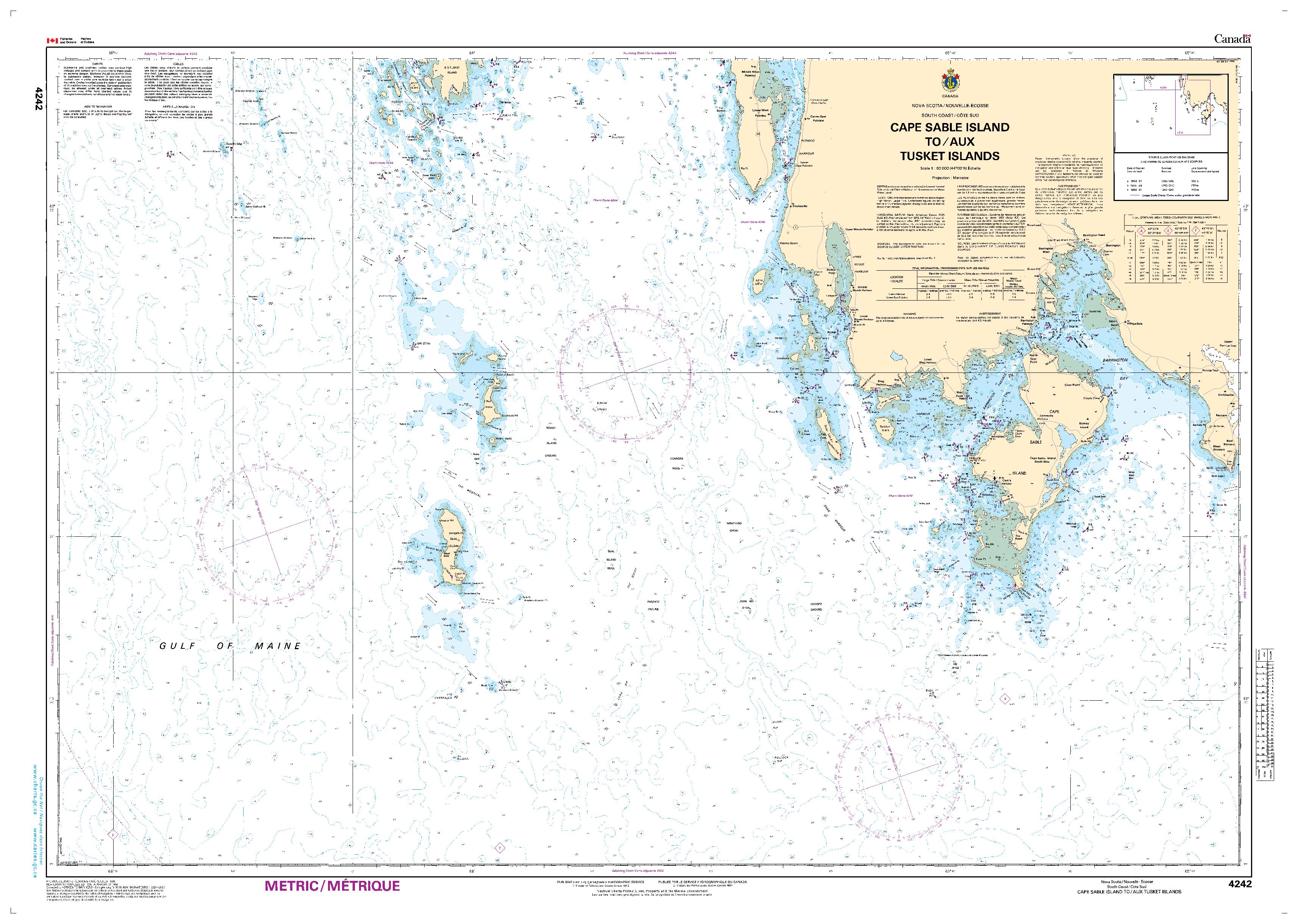 Cape Sable Island to / aux Tusket Islands | CHS Chart 4242