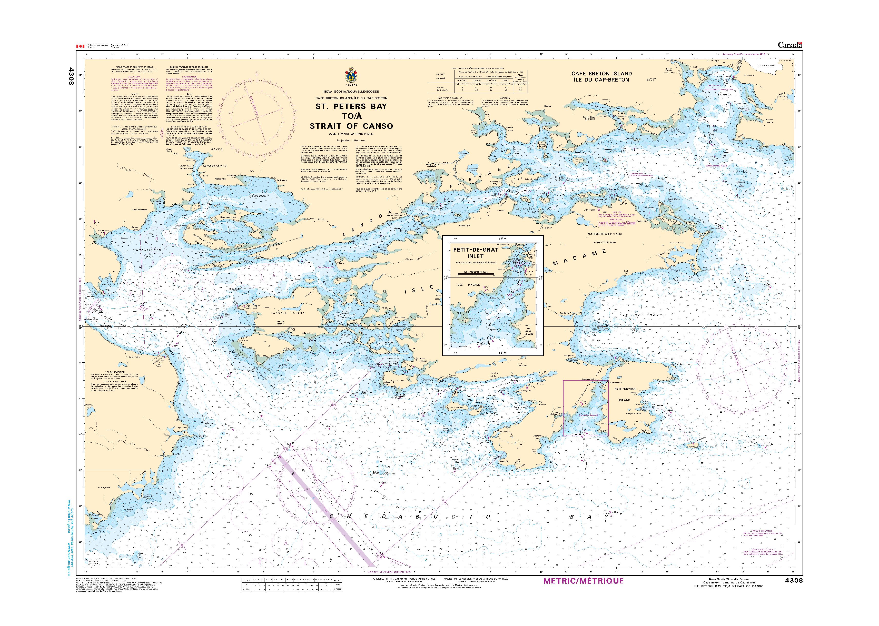 St. Peters Bay to / à Strait of Canso | CHS Chart 4308