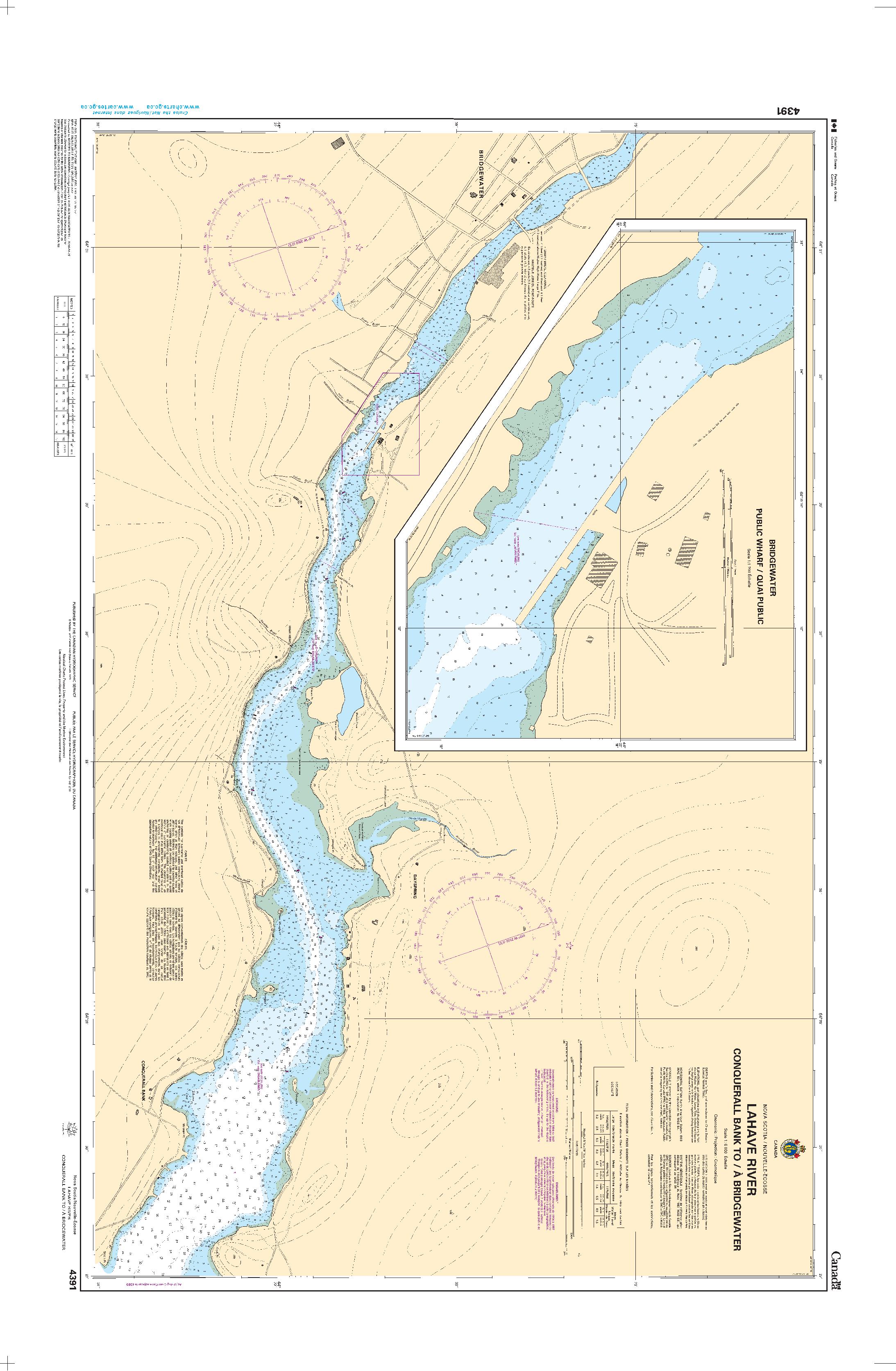 LaHave River: Conquerall Bank to / à Bridgewater | CHS Chart 4391