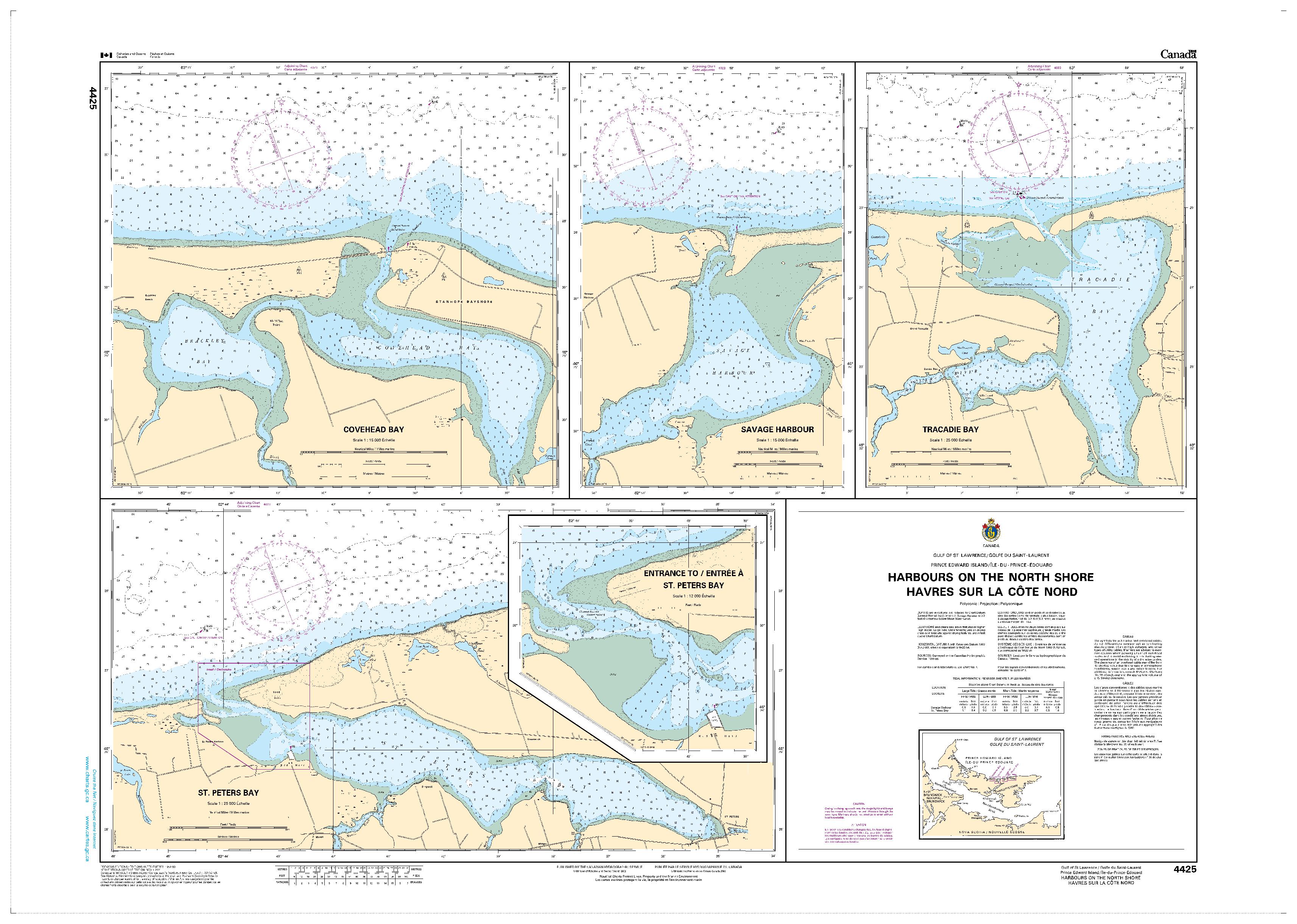 Harbours on the North Shore/Hâvres sur la Côte Nord | Carte SHC 4425