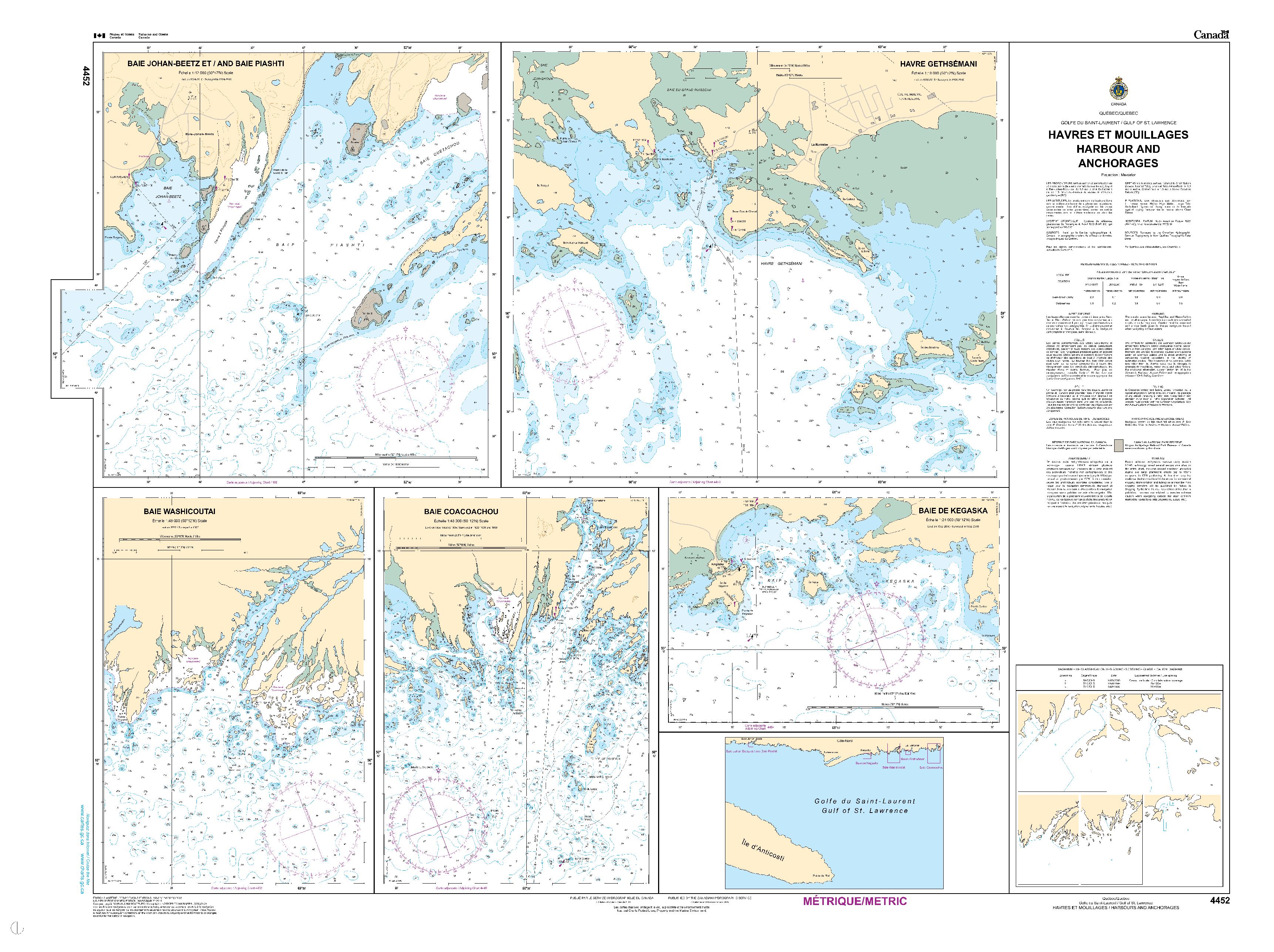 Havres et Mouillages - Harbours and Anchorages - Côte-Nord/North Shore | CHS Chart 4452