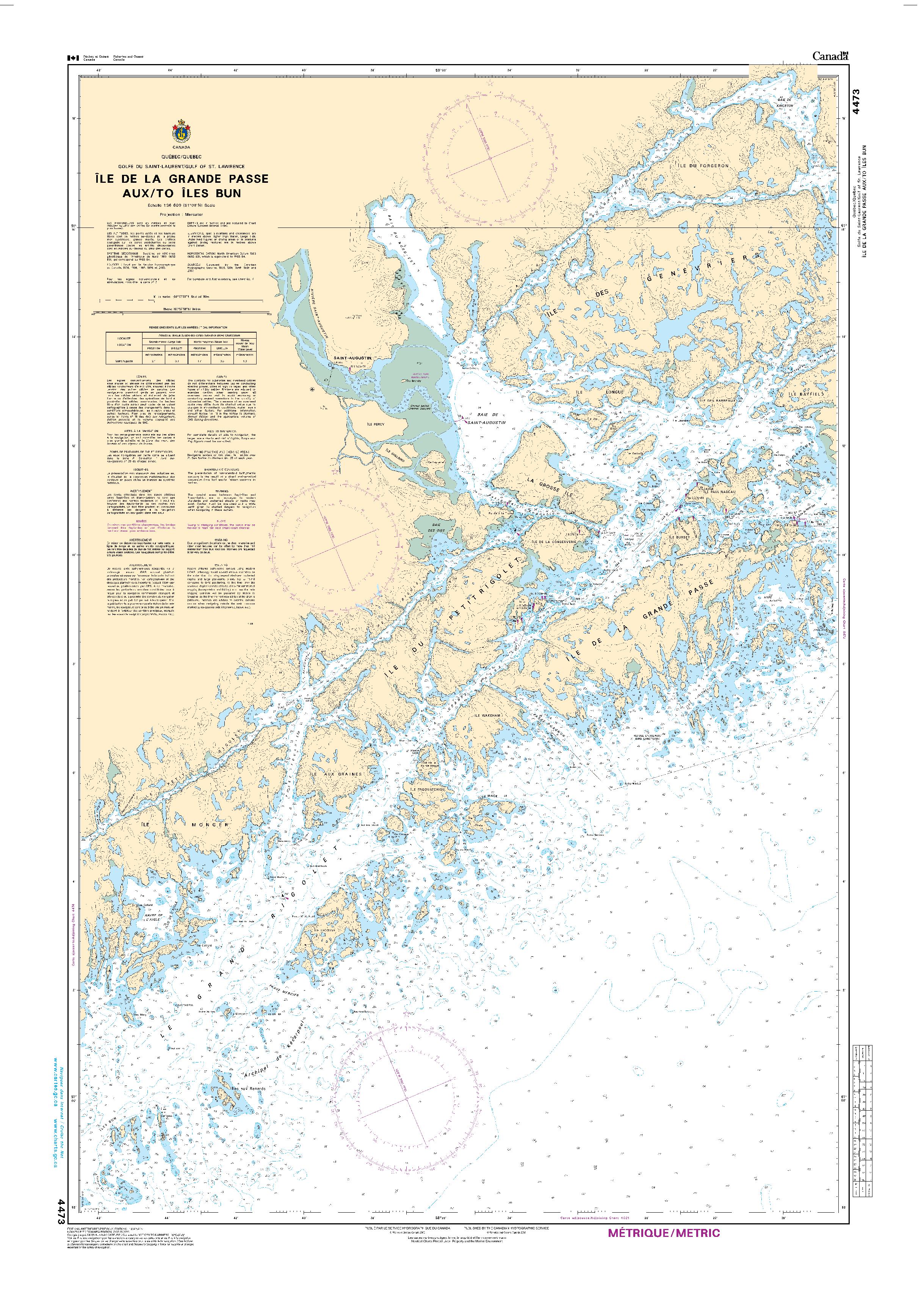 Île de la Grande Passe aux/to Îles Bun | CHS Chart 4473